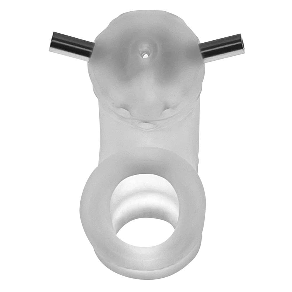 airlock electro air lite vented chastity with two  mm contacts clear ice 