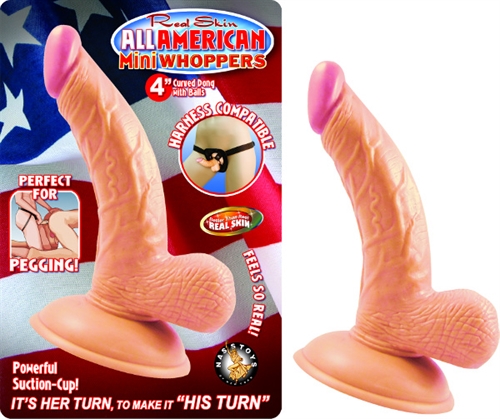 all american mini whoppers  inch curved dong with balls flesh 