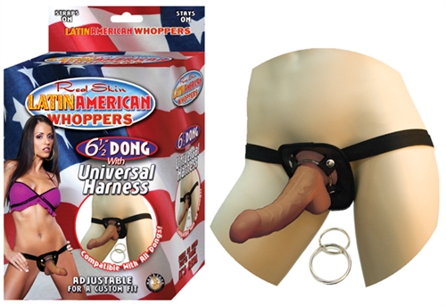 all american whoppers  inch dong with universal harness latin 