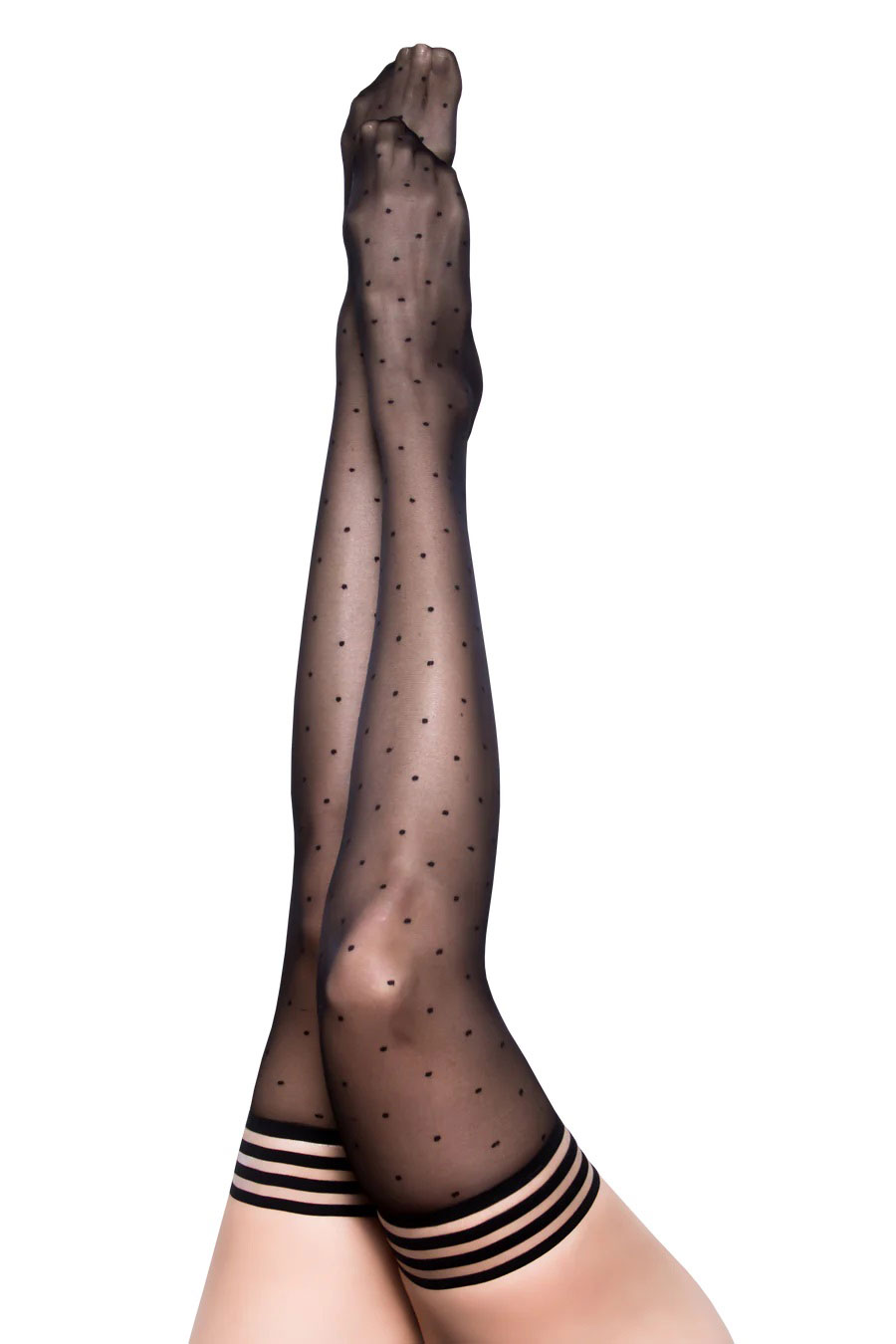 ally polka dot thigh high size a black 