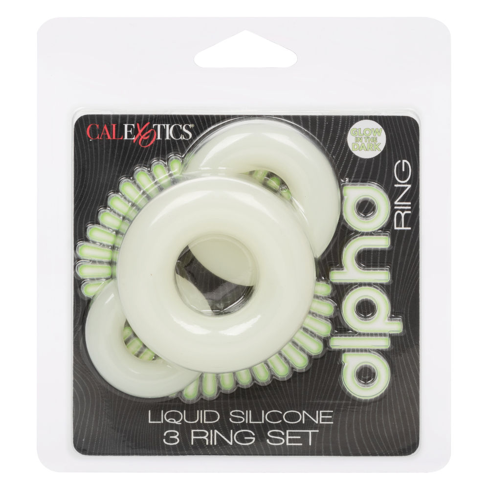 alpha glow in the dark liquid silicone  ring set white 