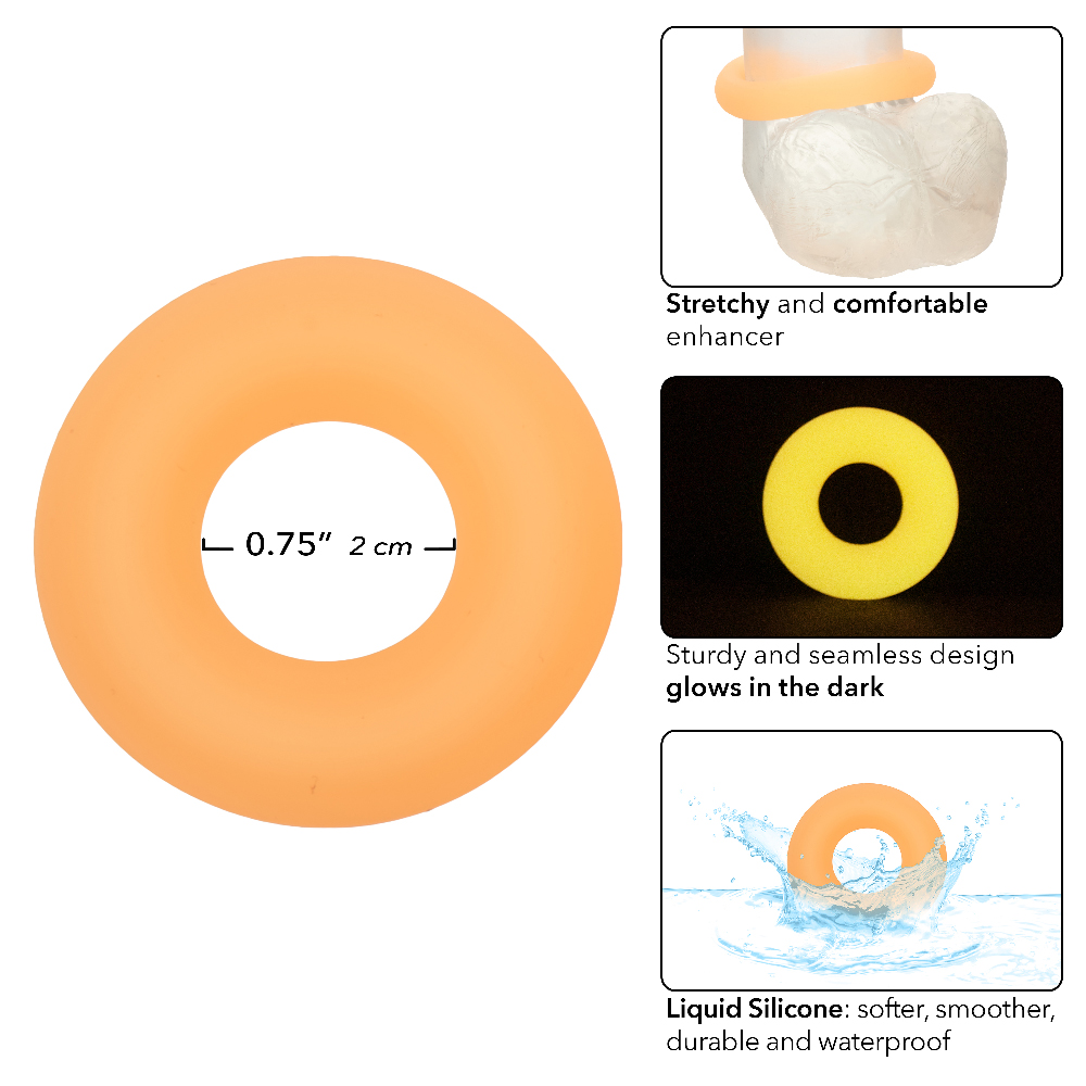 alpha glow in the dark liquid silicone prolong  medium ring orange 
