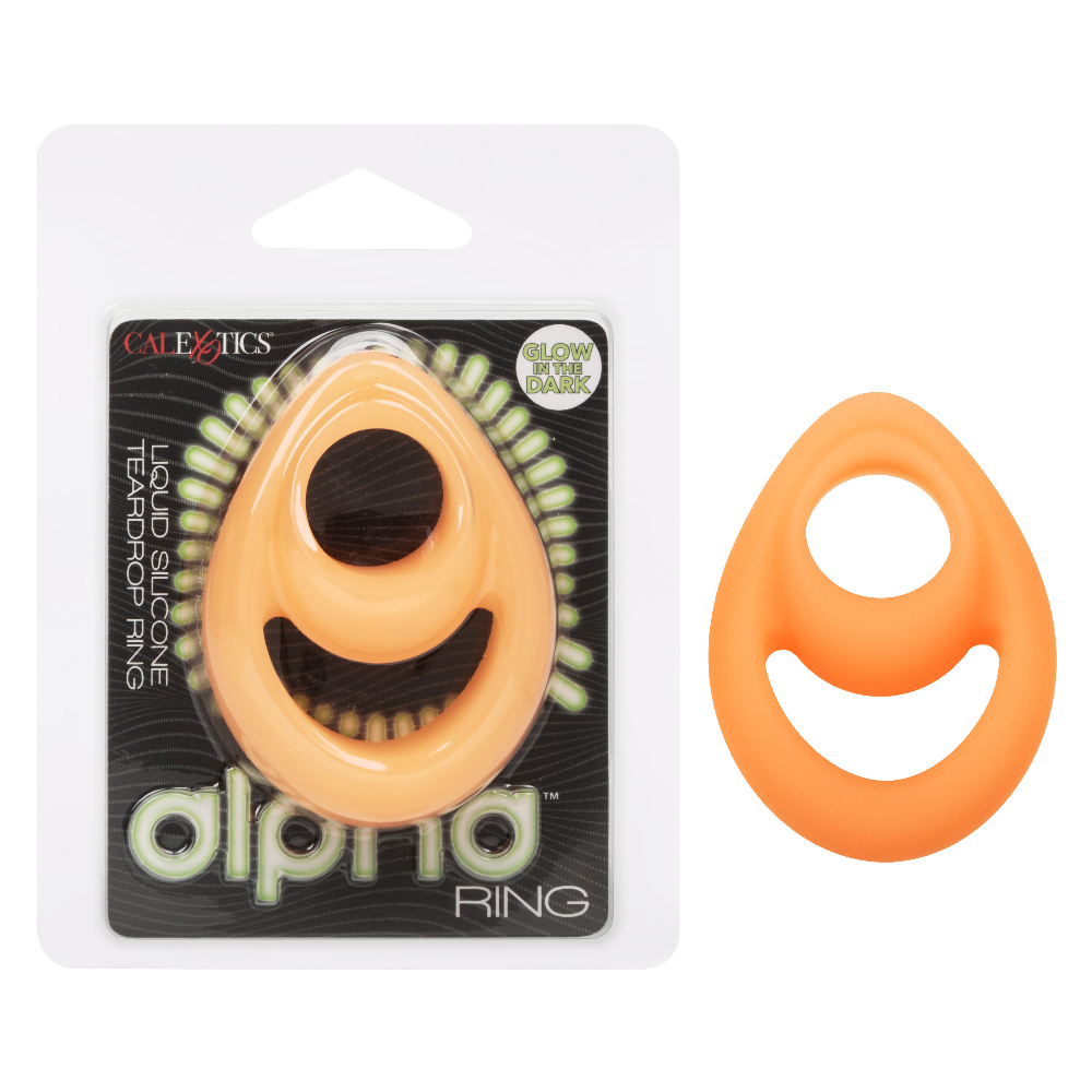 alpha glow in the dark liquid silicone teardrop ring orange 