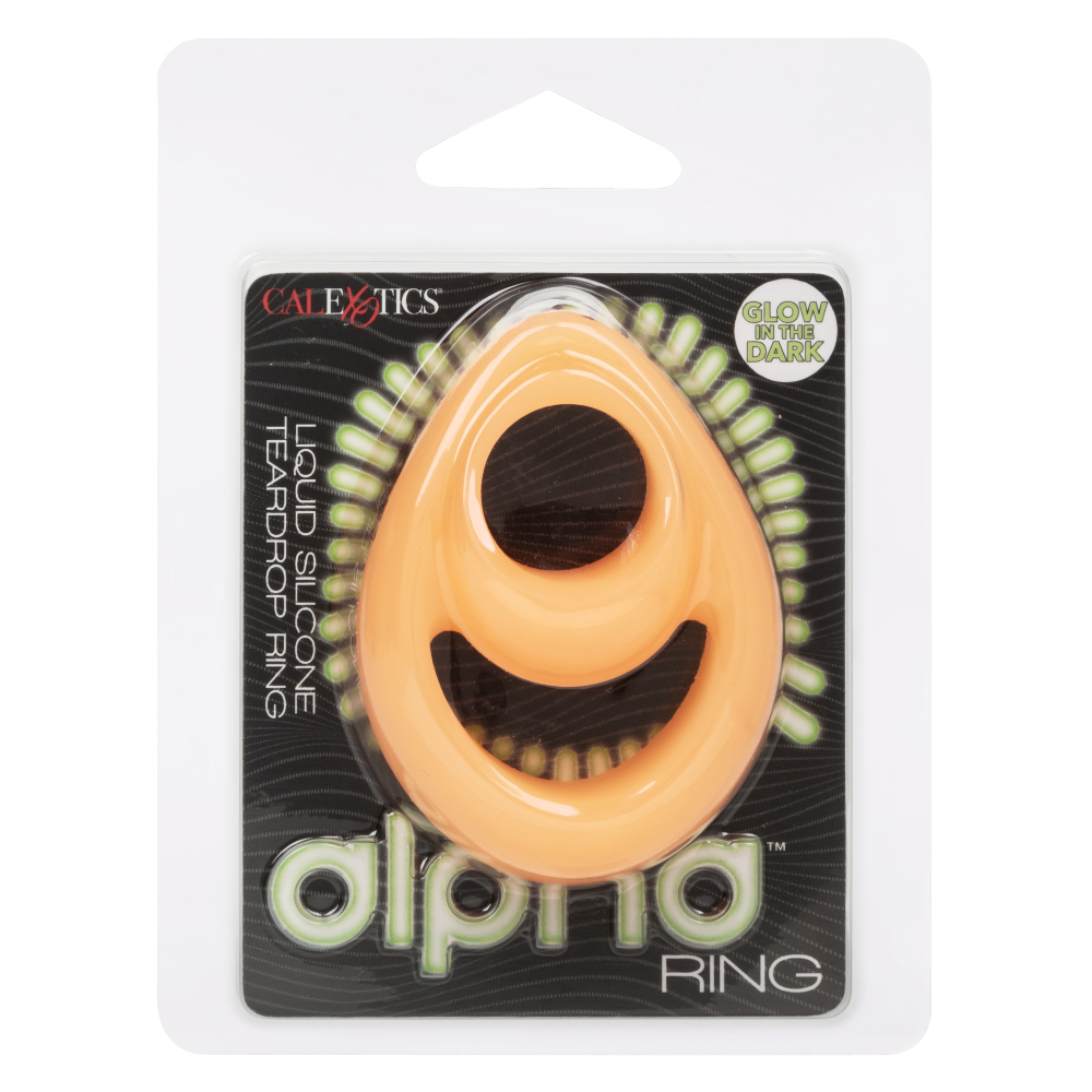 alpha glow in the dark liquid silicone teardrop ring orange 