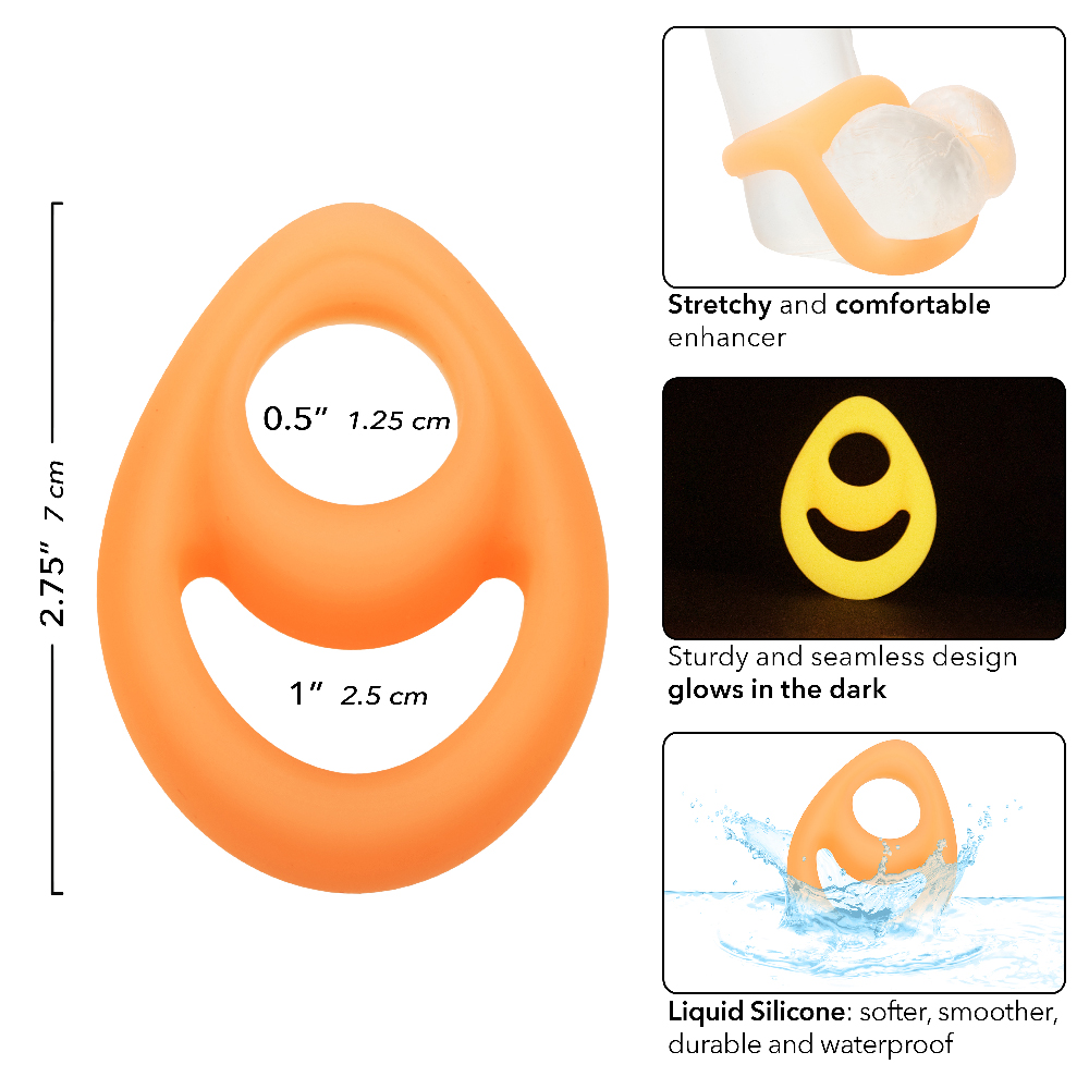 alpha glow in the dark liquid silicone teardrop ring orange 