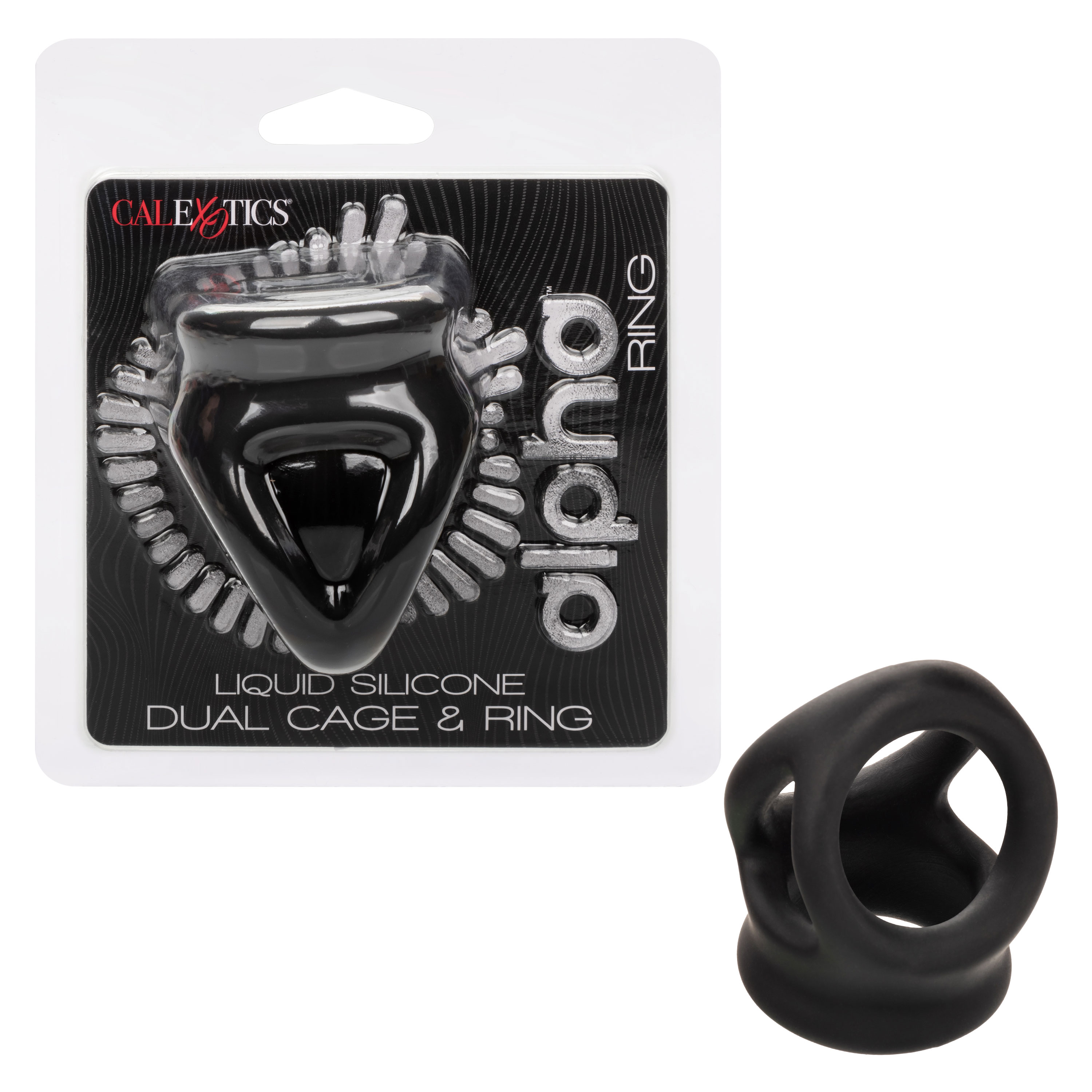 alpha liquid silicone dual cage and ring black ring black 