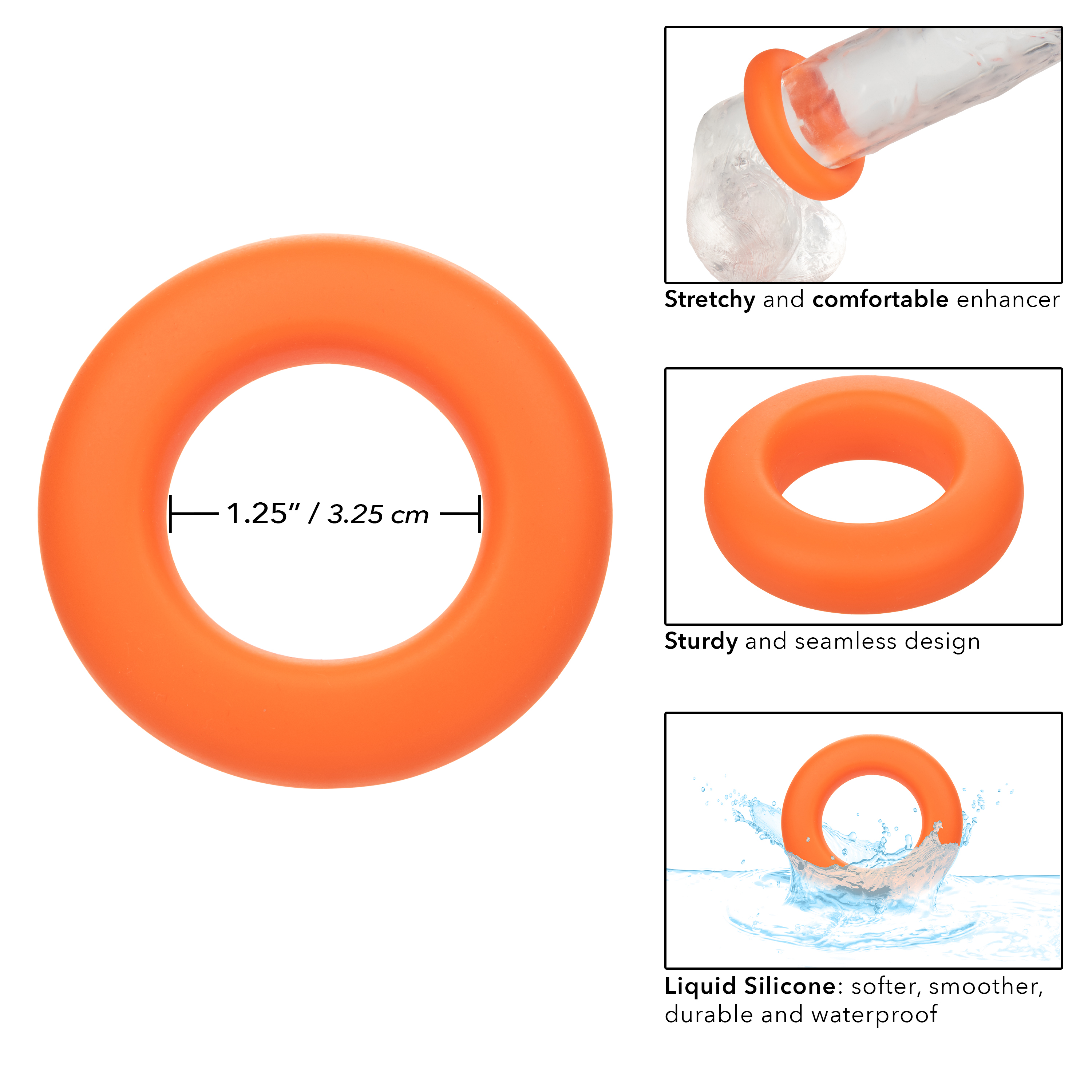 alpha liquid silicone prolong large ring orange 