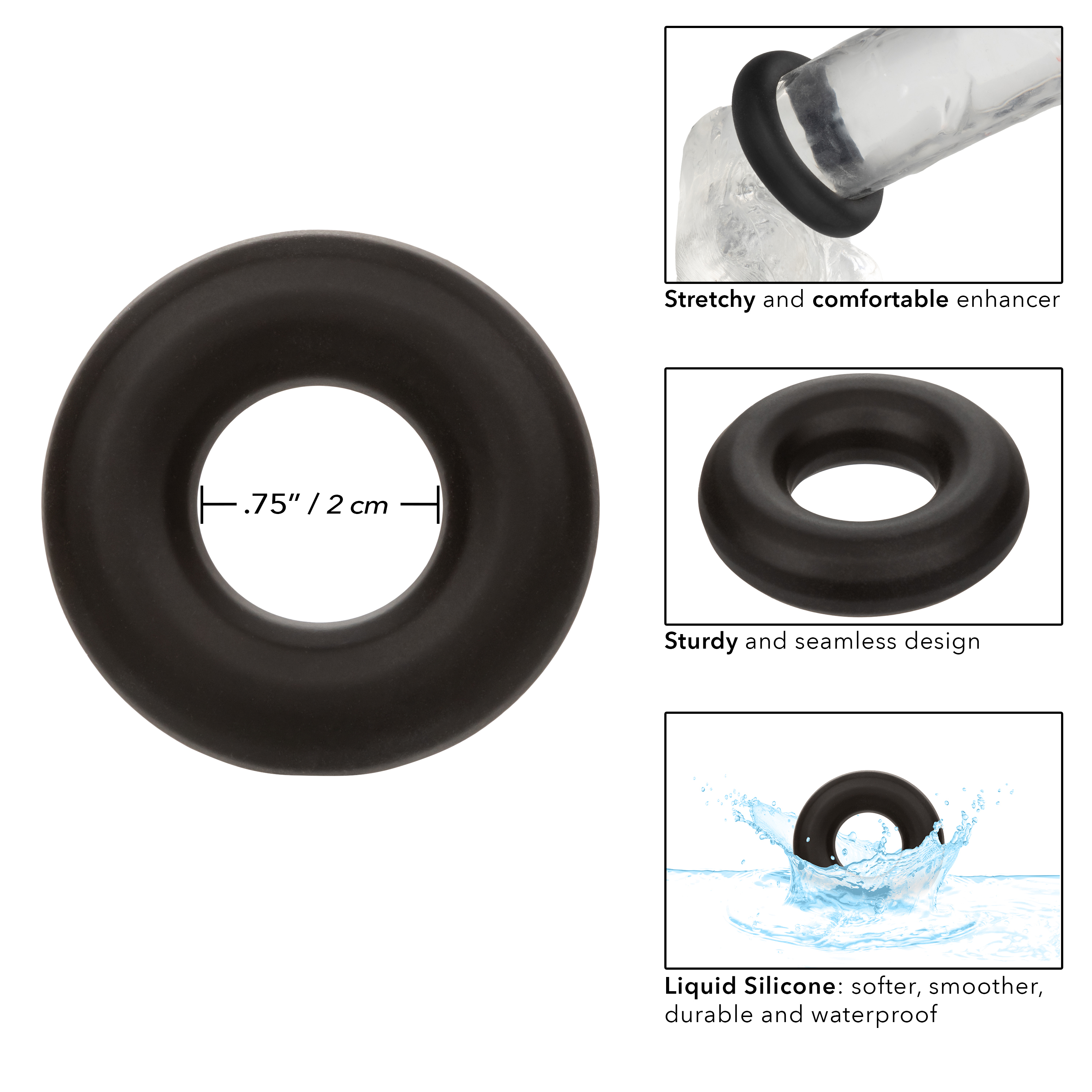 alpha liquid silicone prolong medium ring black 