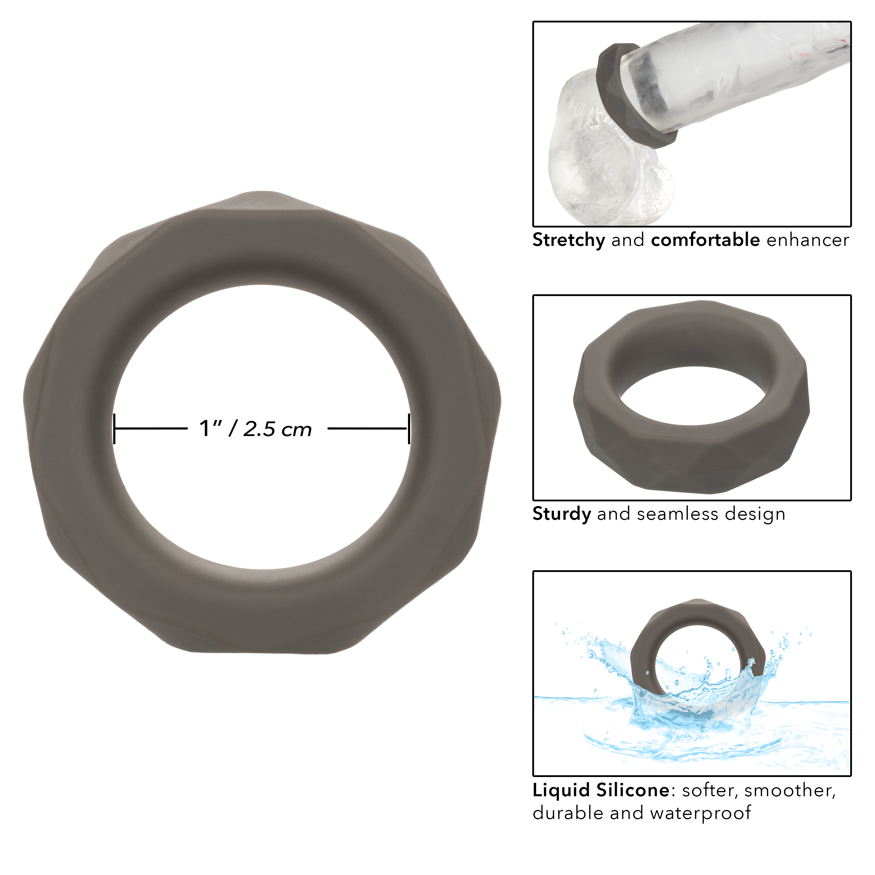 alpha liquid silicone prolong prismatic ring gray 