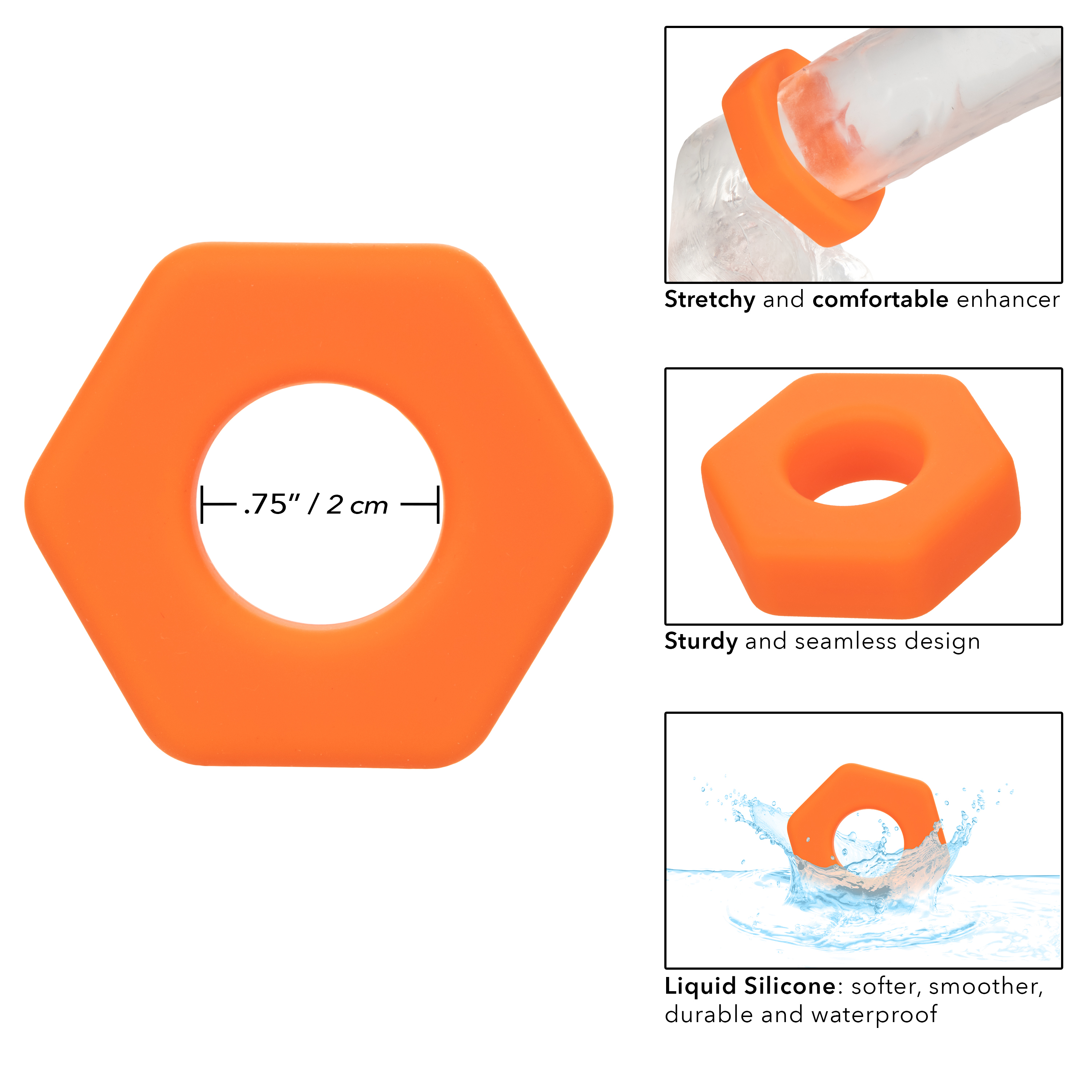 alpha liquid silicone prolong sexagon ring orange 