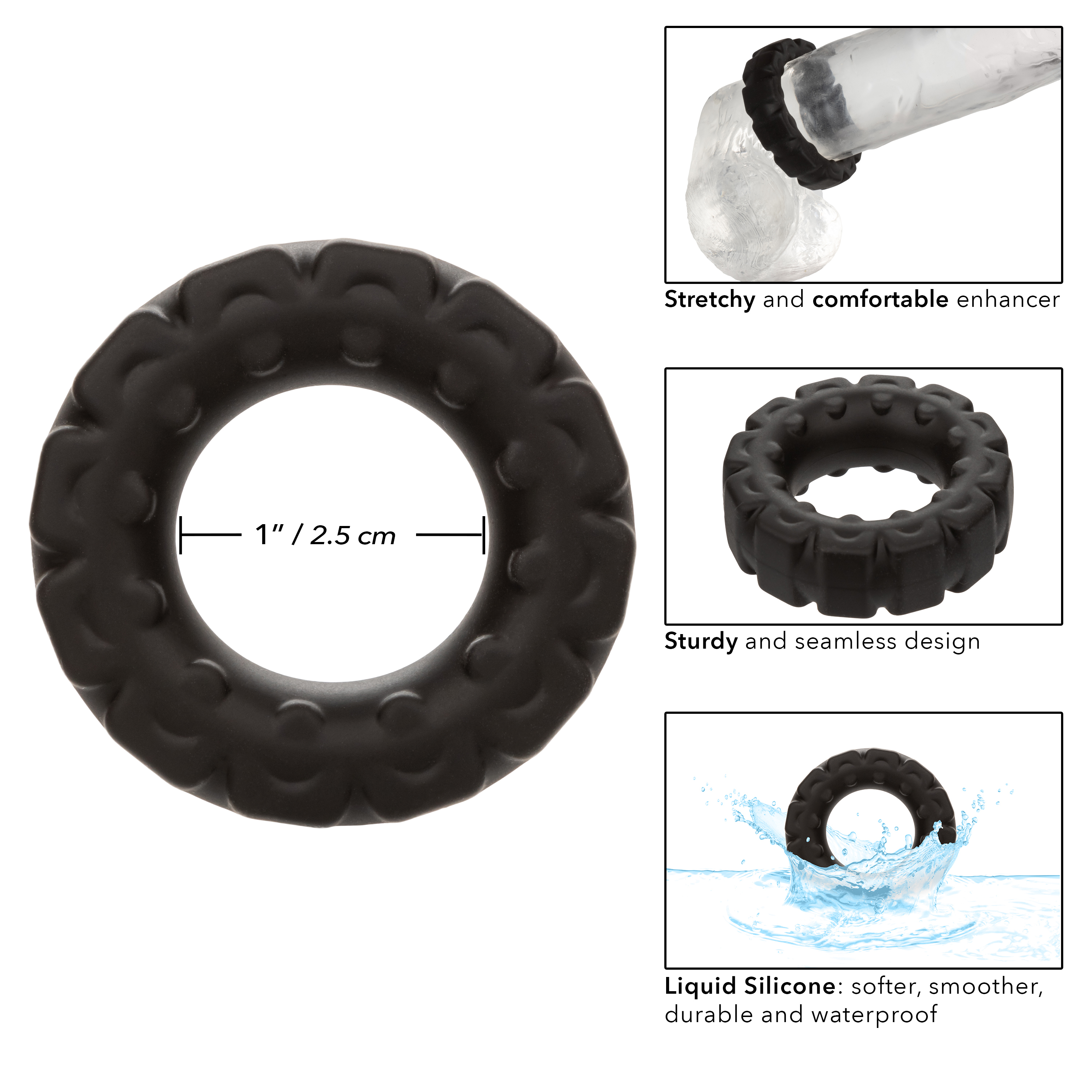 alpha liquid silicone prolong tread ring black 