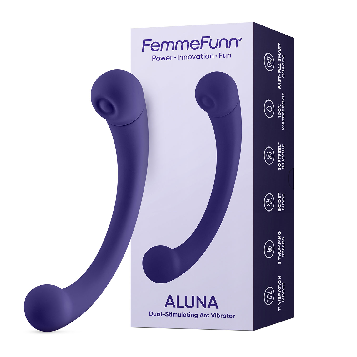 aluna dual stimulating arc vibrator dark purple 