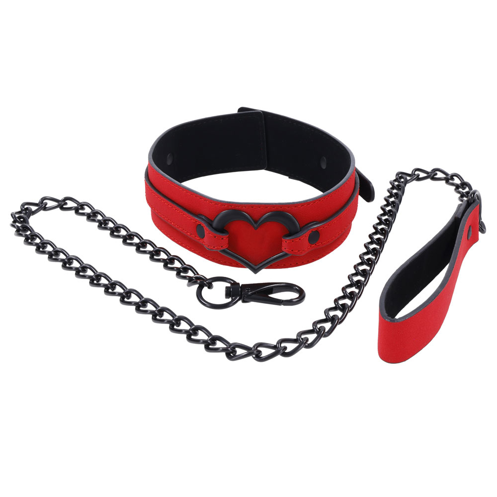 amor collar and leash red 