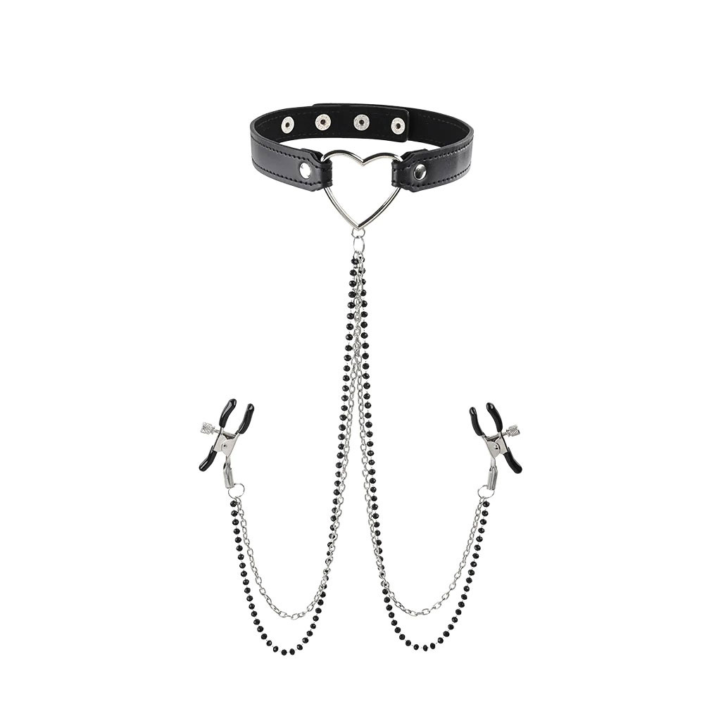 amor collar with nipple clamps black 