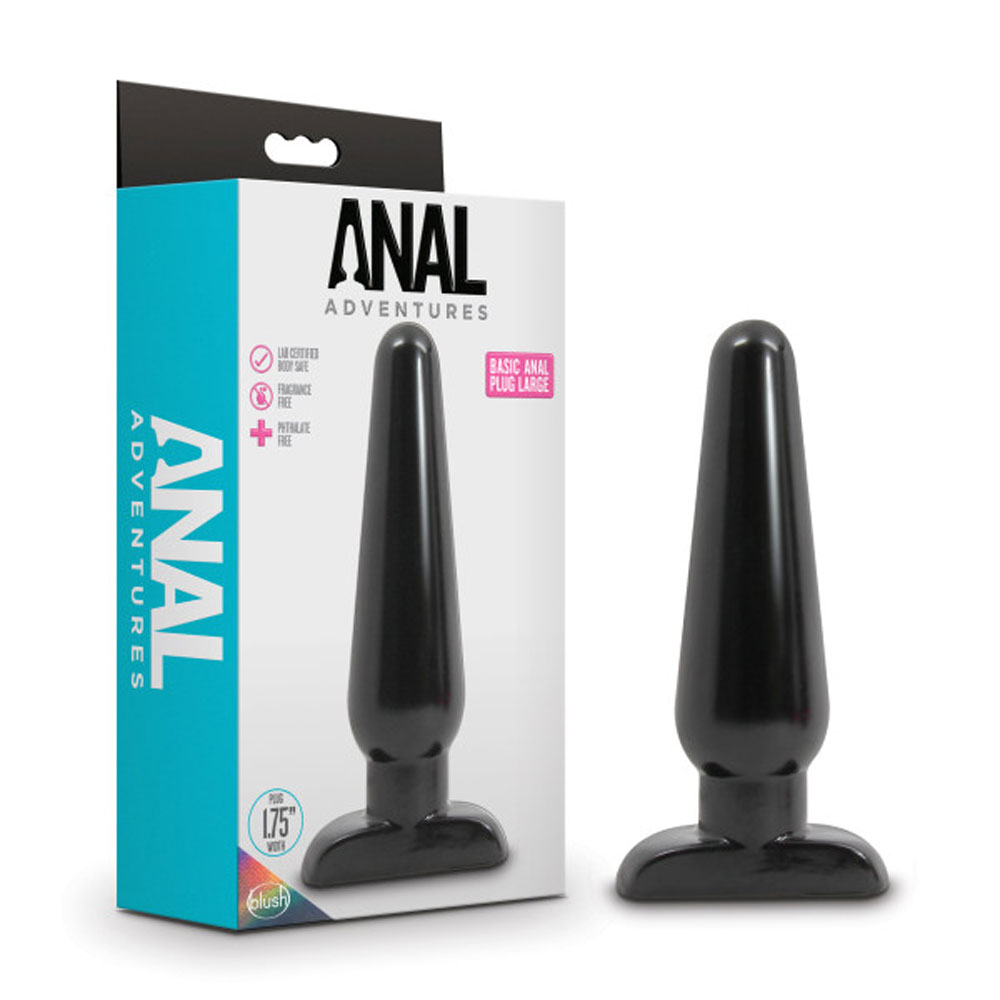 anal adventures basic anal plug large black 