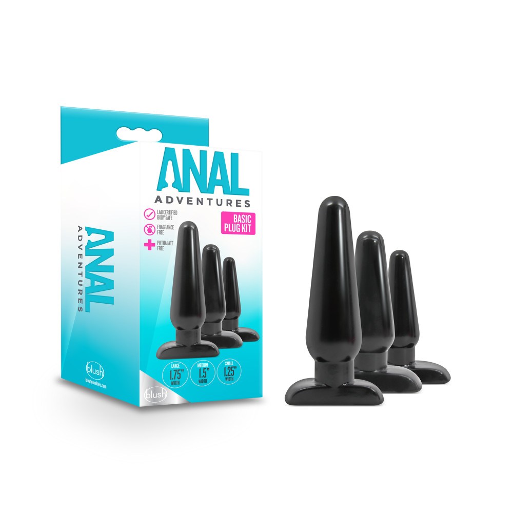 anal adventures basic plug kit black 