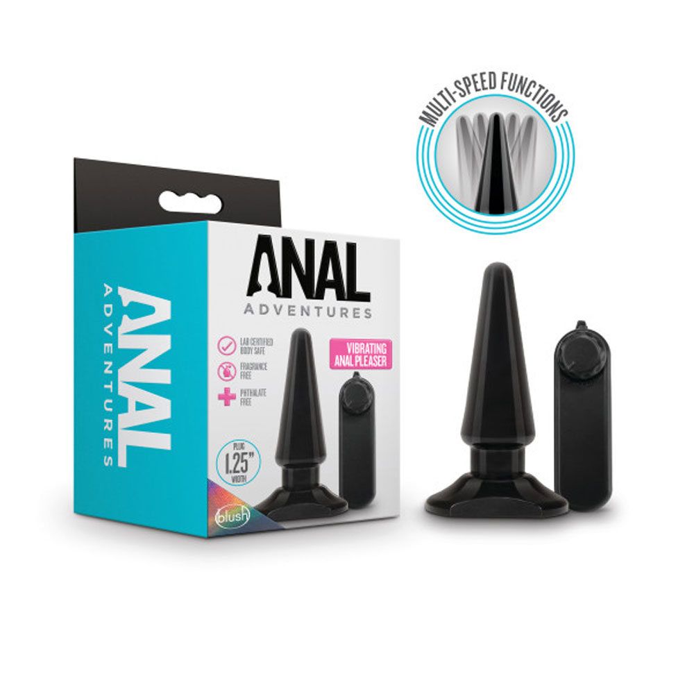 anal adventures basic vibrating anal pleaser  black 