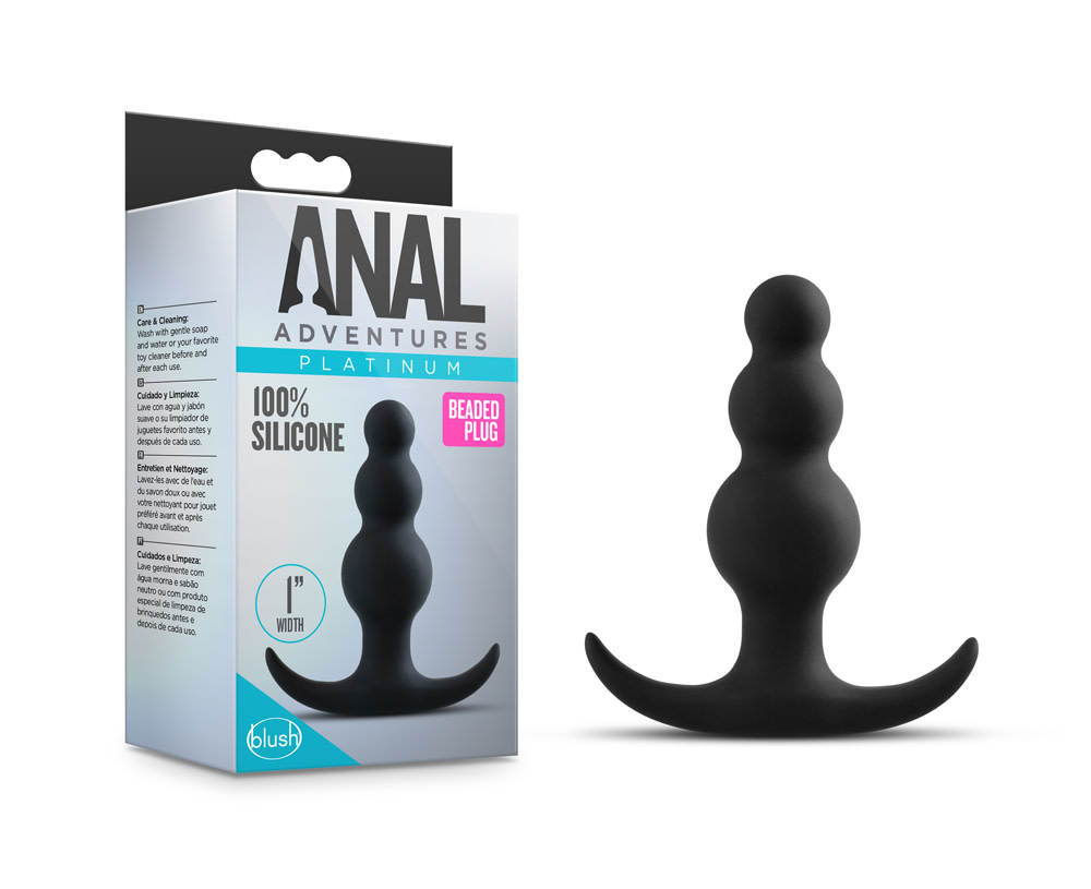 anal adventures platinum beaded plug black 