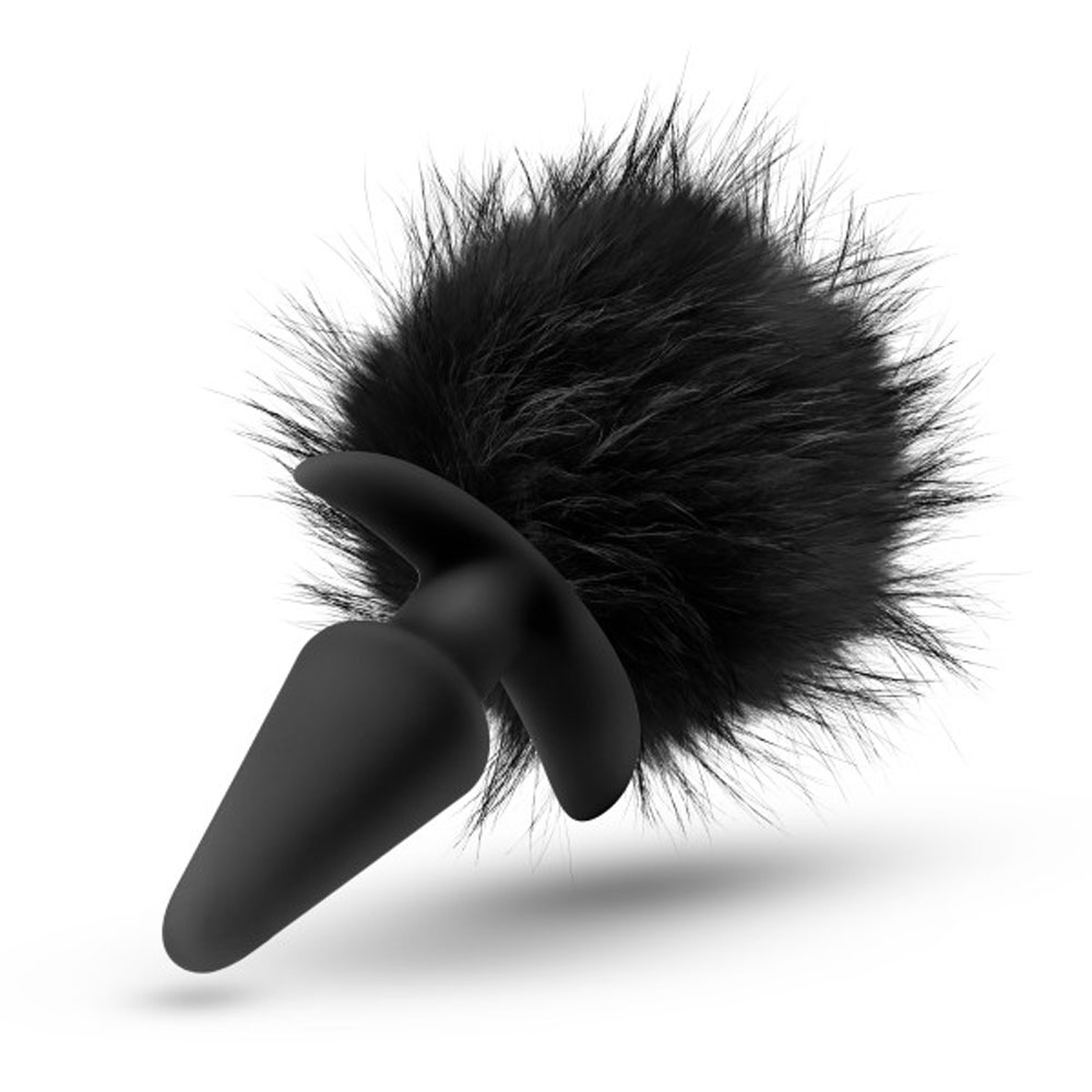 anal adventures platinum rabbit tail  plug  black 