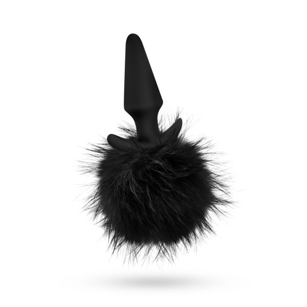 anal adventures platinum rabbit tail  plug  black 