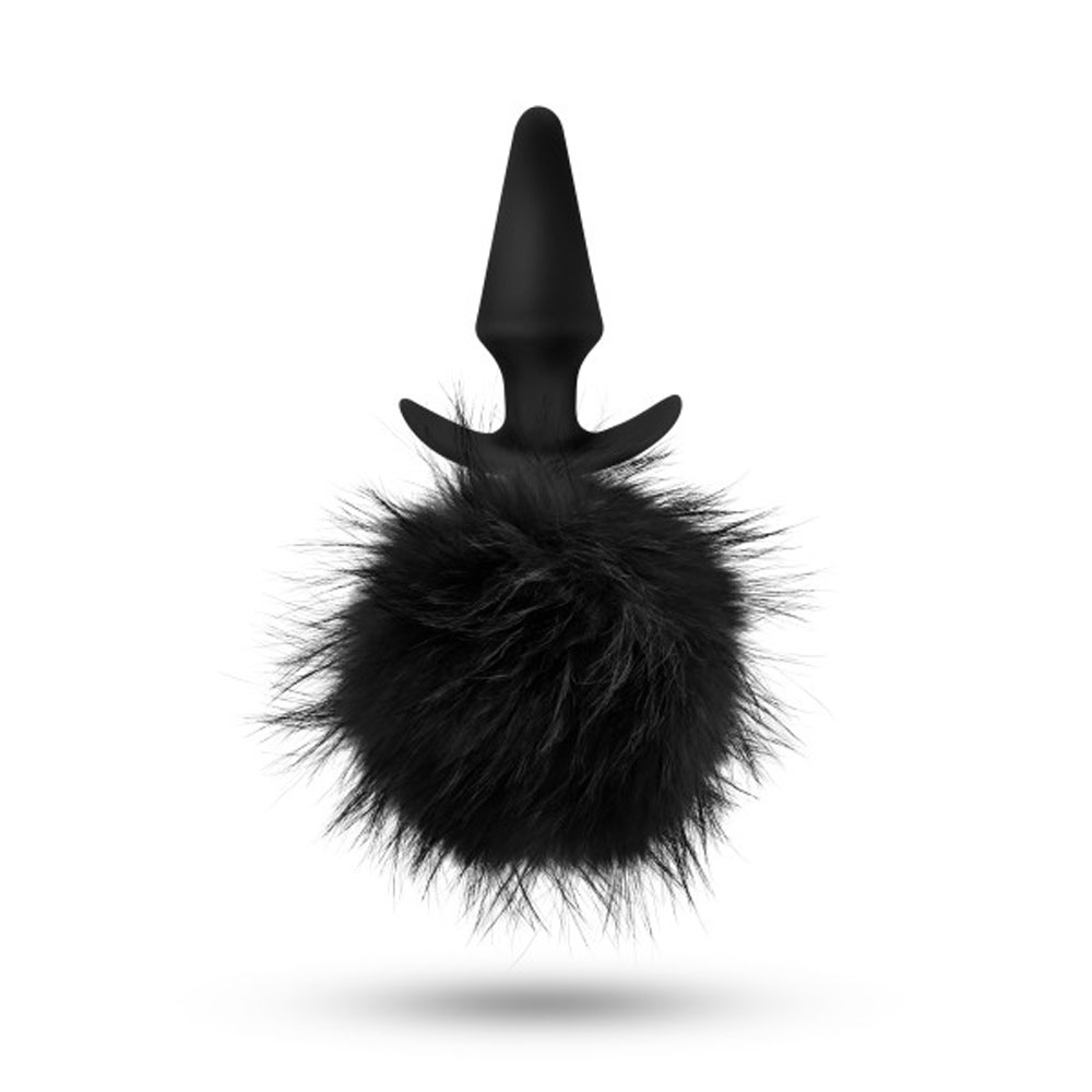 anal adventures platinum rabbit tail  plug  black 