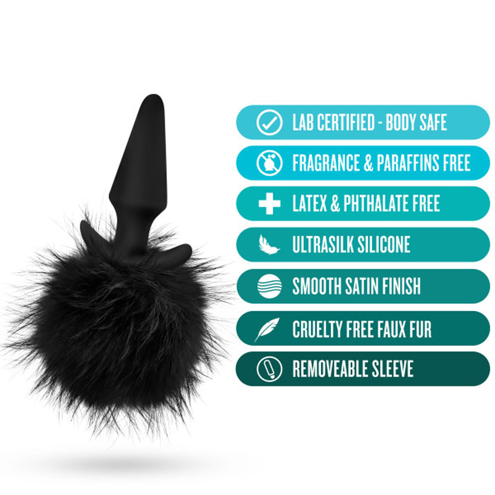 anal adventures platinum rabbit tail  plug  black 