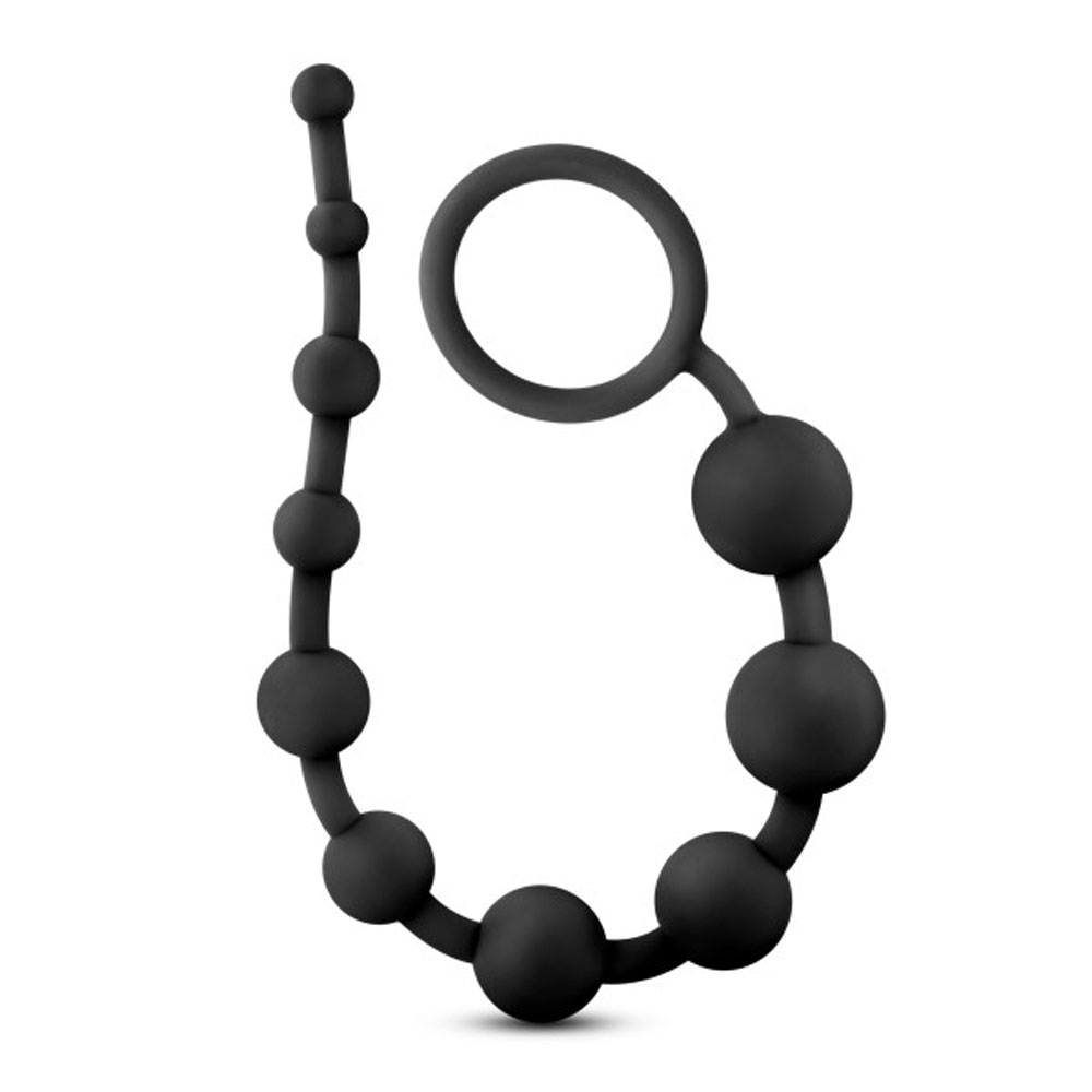 anal adventures platinum silicone  anal   beads black 