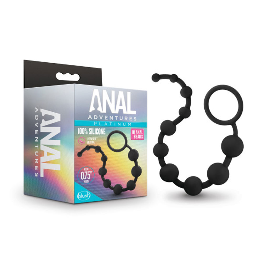 anal adventures platinum silicone  anal   beads black 