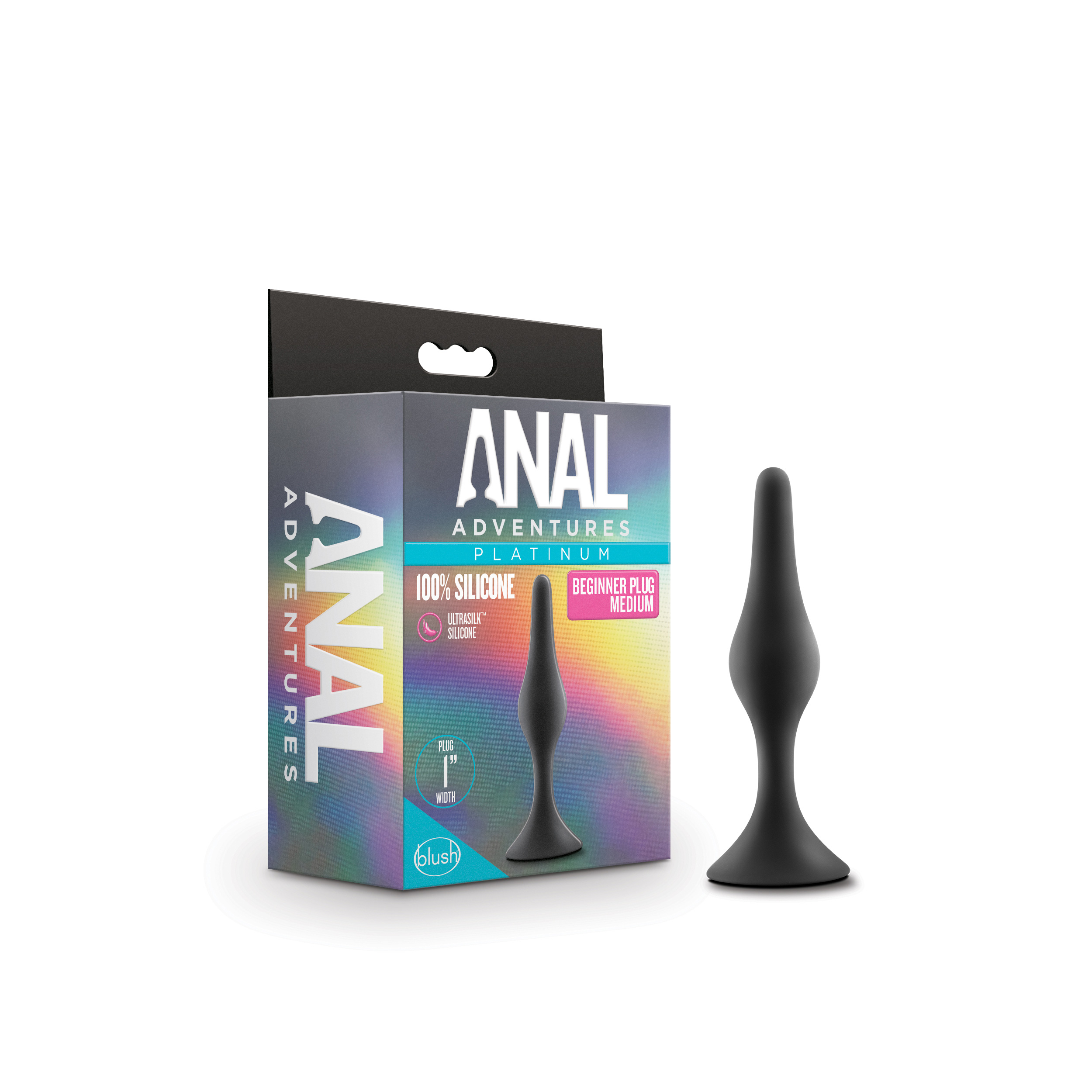 anal adventures platinum silicone beginner plug  medium black 