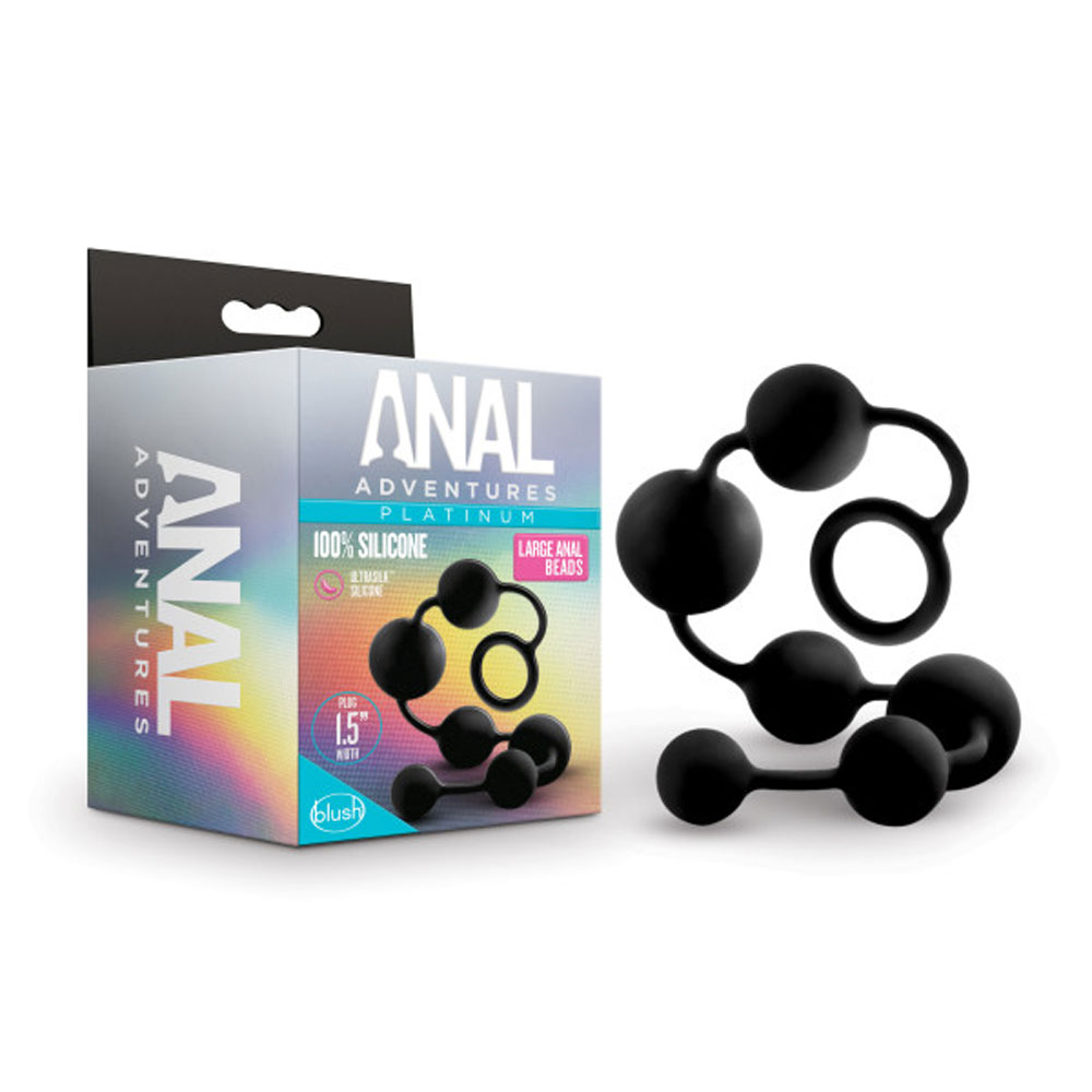 anal adventures platinum silicone large anal beads black 