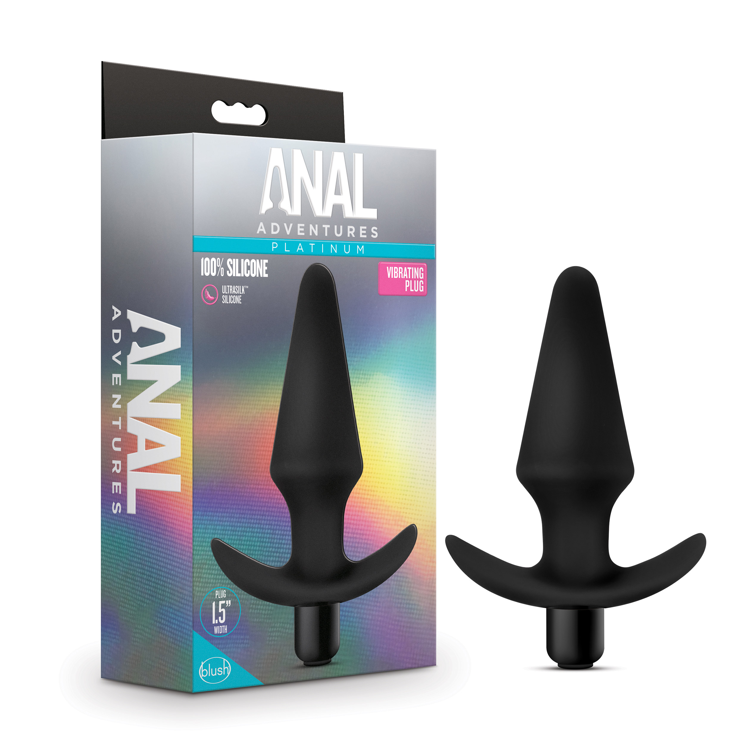 anal adventures platinum silicone vibrating plug black 