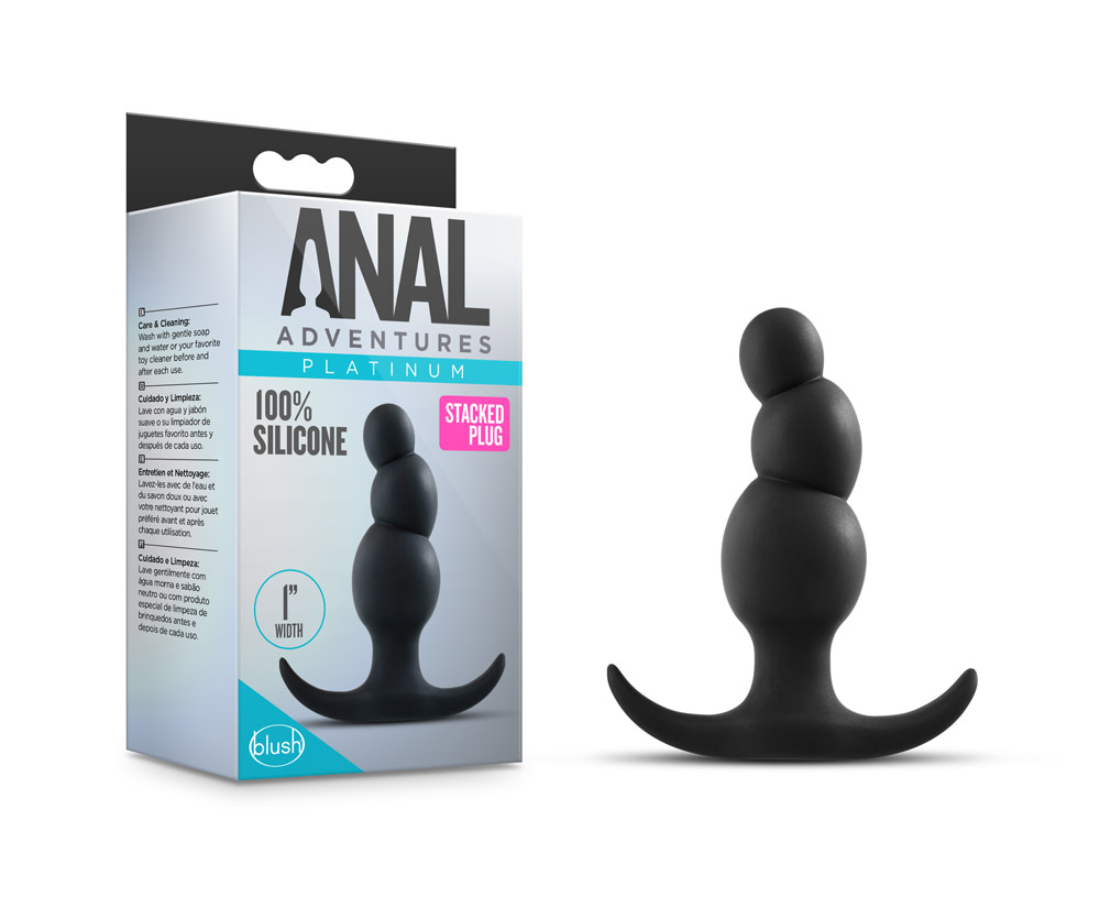 anal adventures platinum stacked plug black 