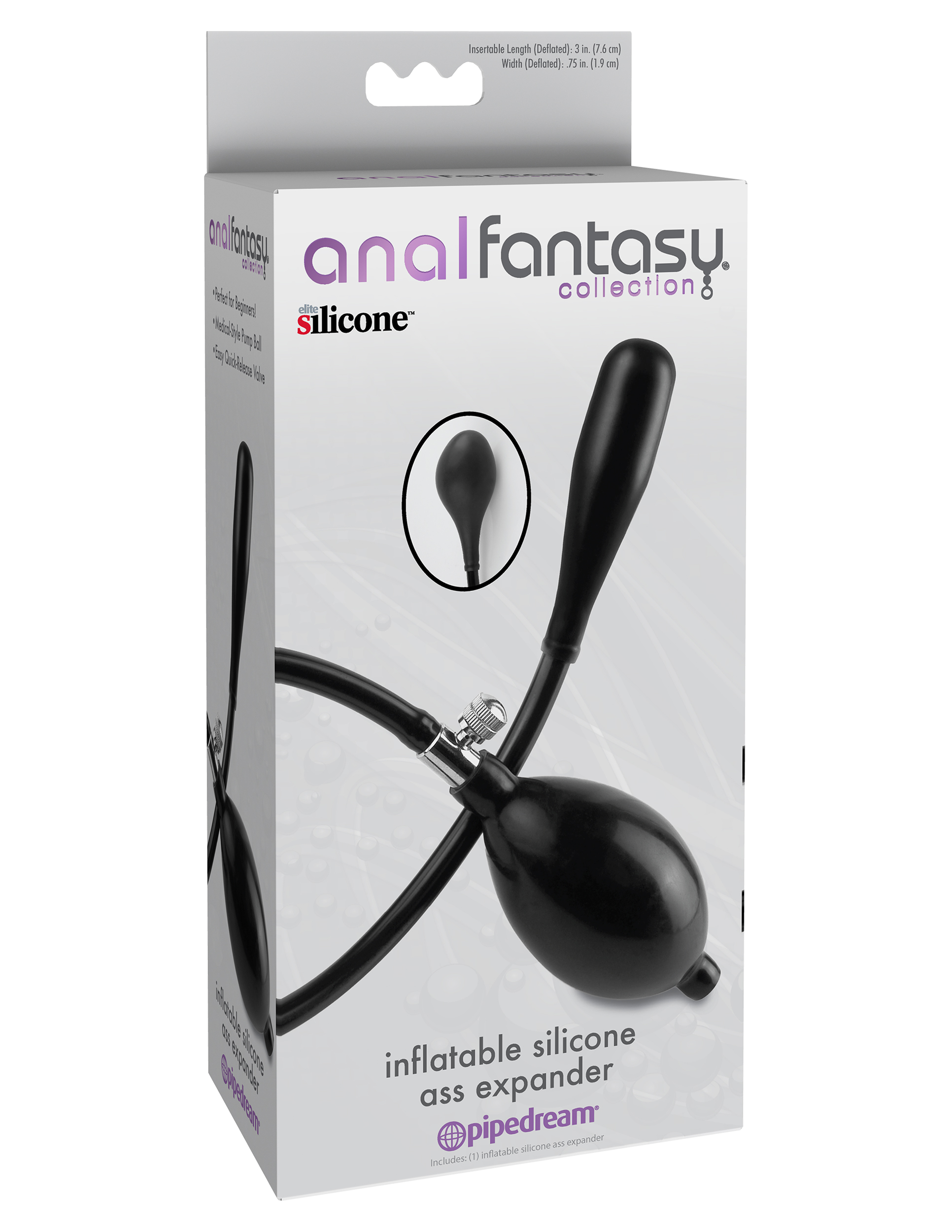 anal fantasy collection inflatable silicone ass expander black 