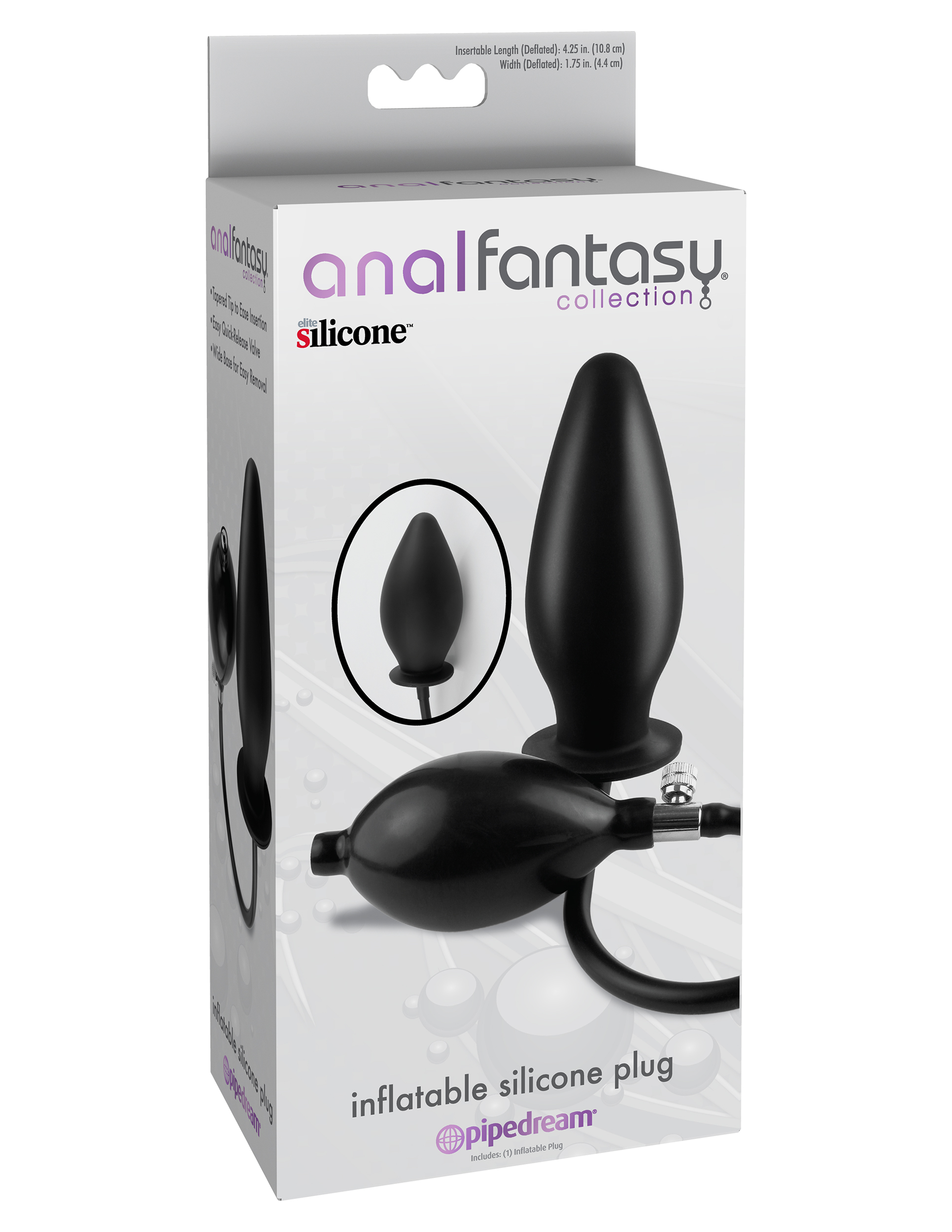 anal fantasy collection inflatable silicone plug black 