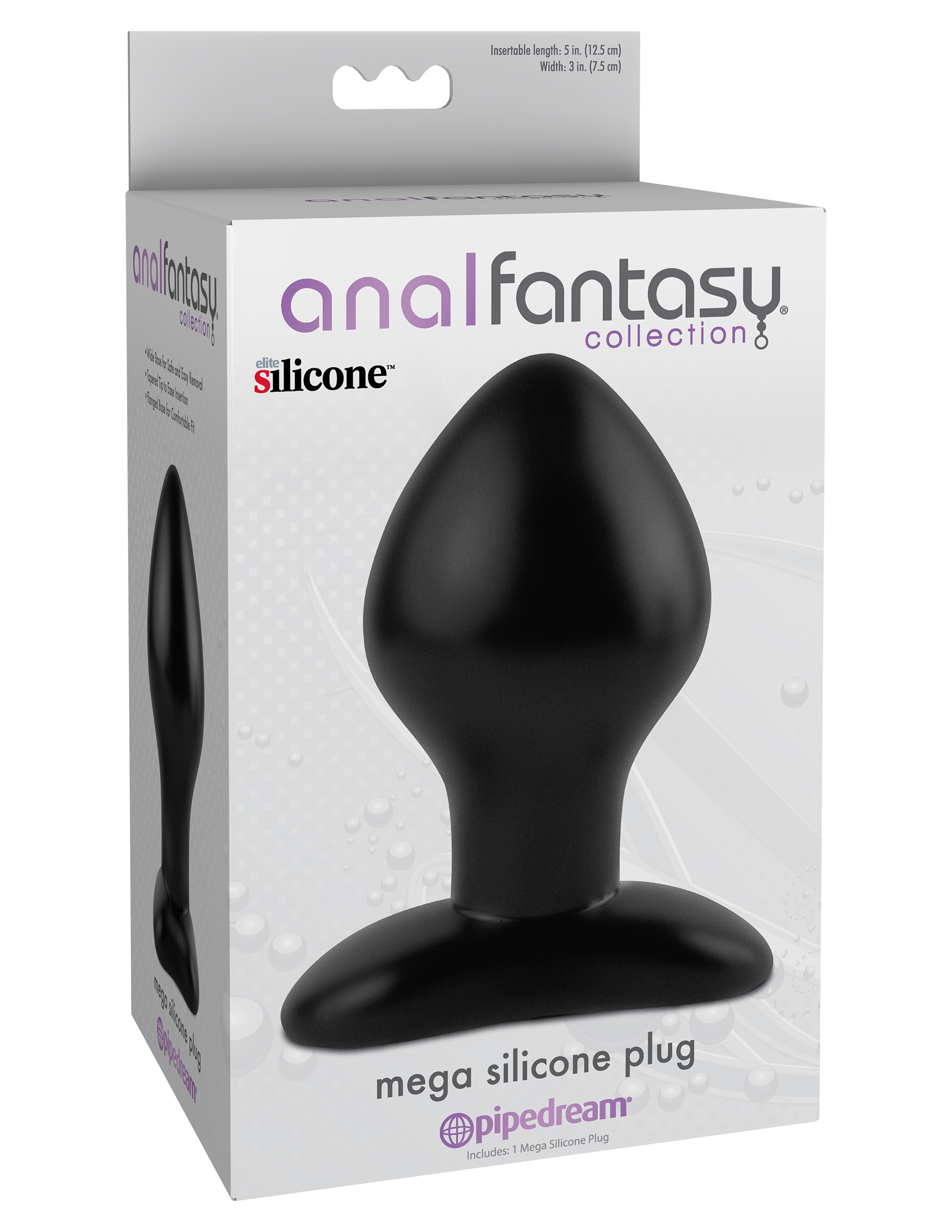 anal fantasy collection mega silicone plug black 