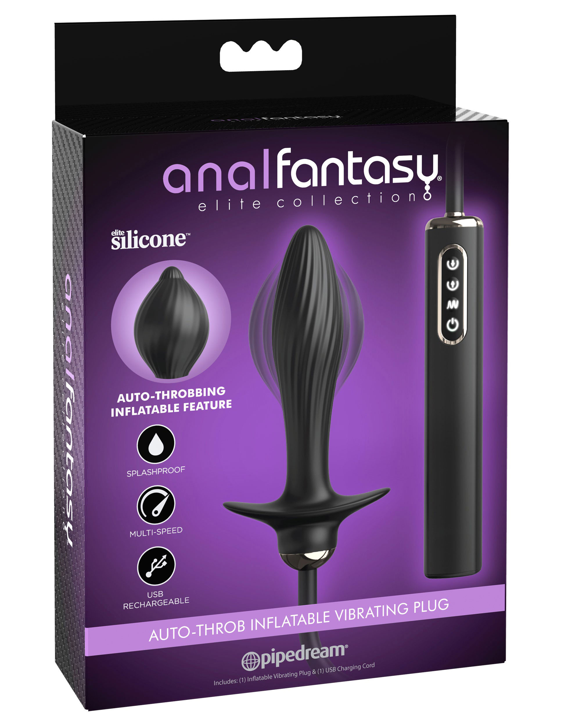 anal fantasy elite auto throb inflatable vibrating plug black 