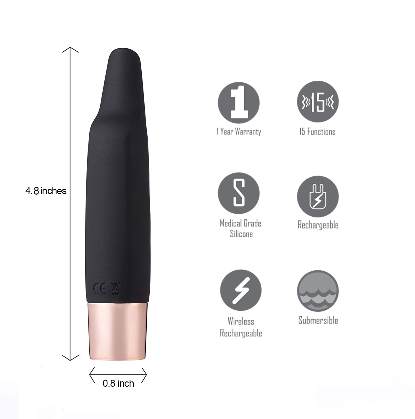 aspen  function rechargeable wireless flickering tip vibrator black 