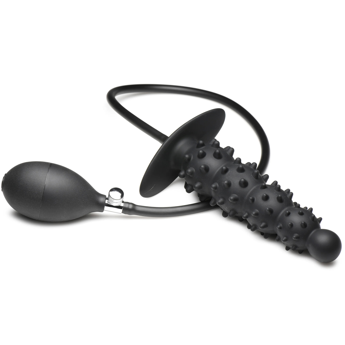 ass puffer nubbed inflatable silicone anal plug black 