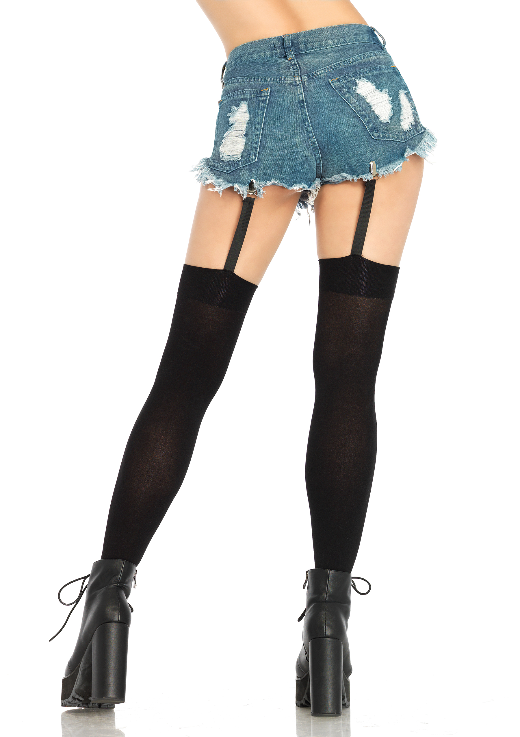 attached clip garter thigh highs one size 