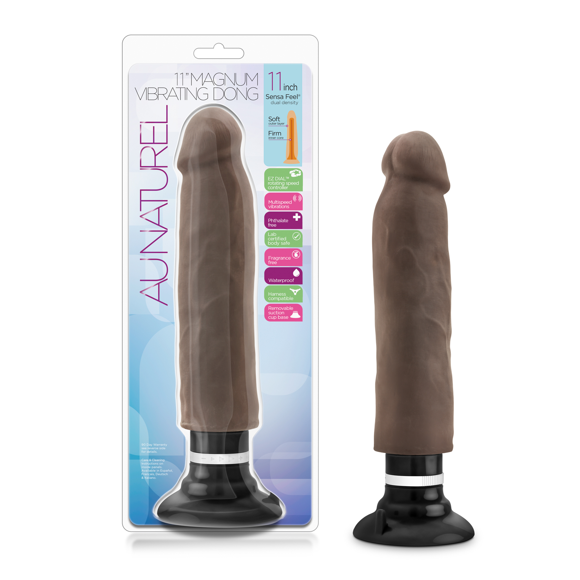 au naturel  inch sensa feel magnum vibrating dong chocolate 