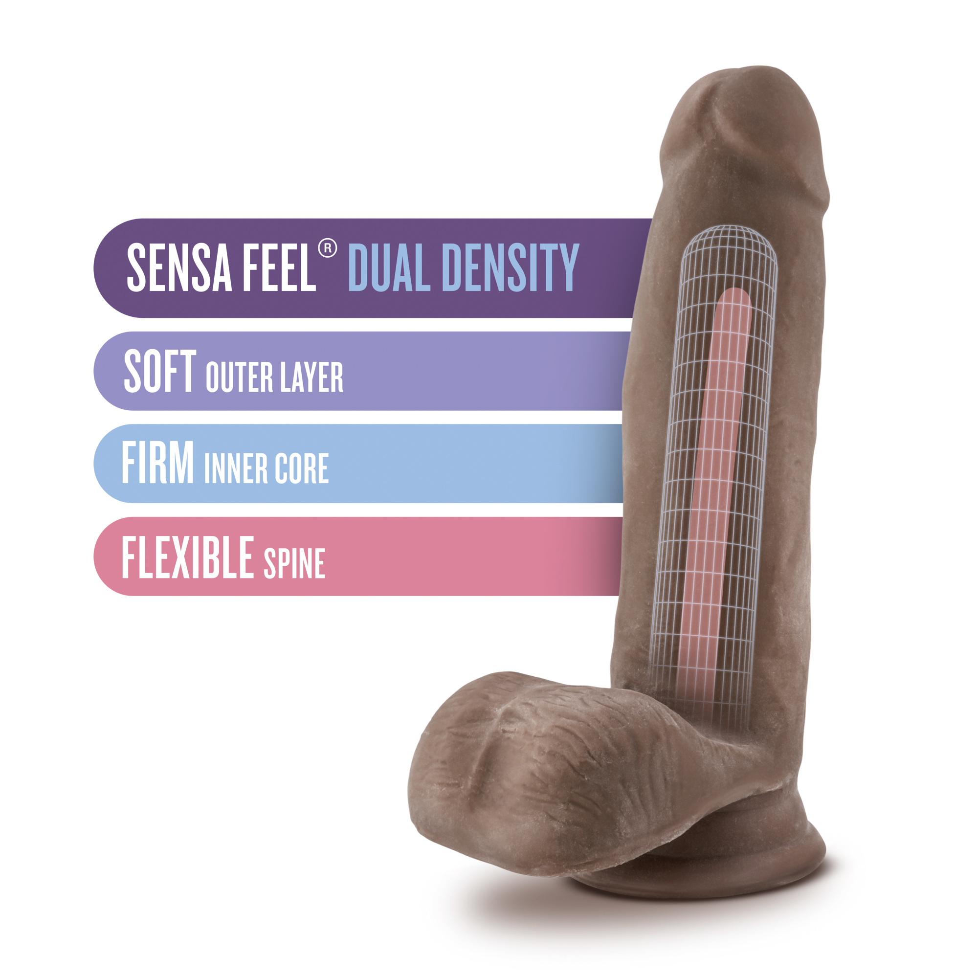 au naturel  inch sensa feel dildo chocolate 