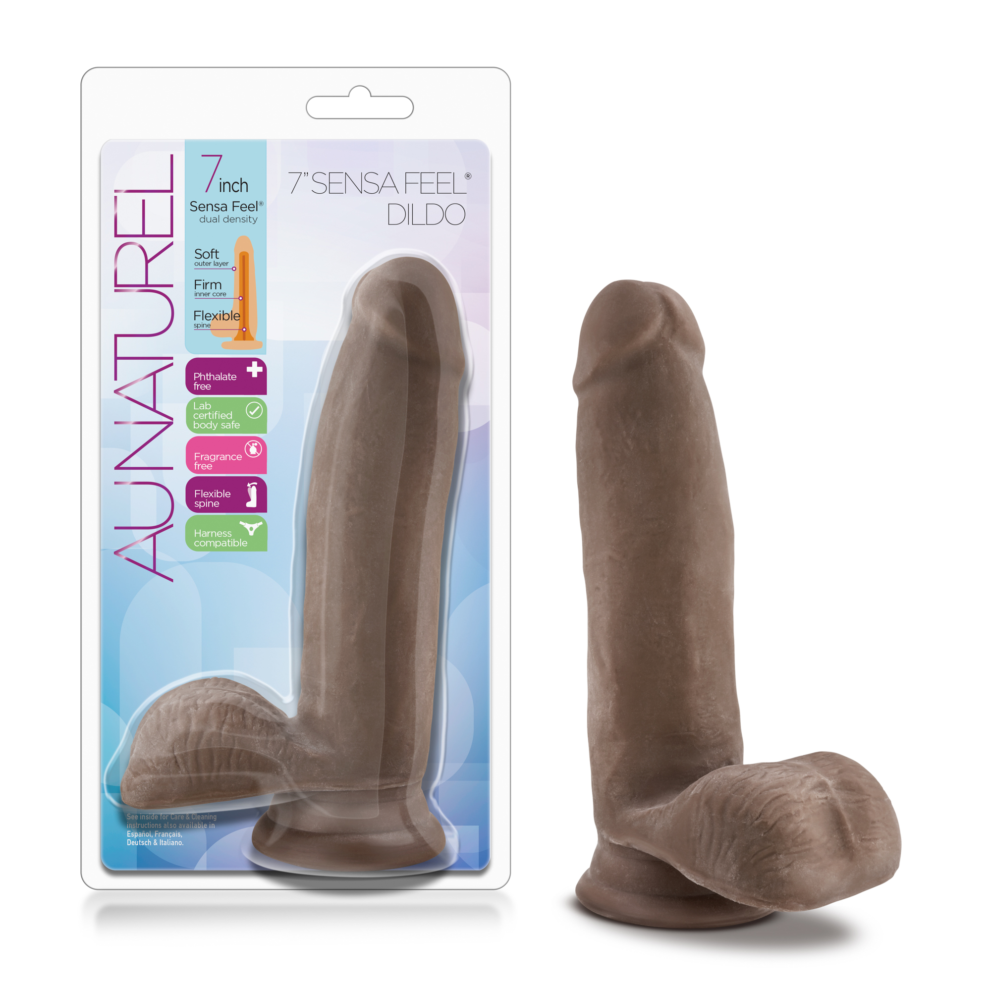 au naturel  inch sensa feel dildo chocolate 