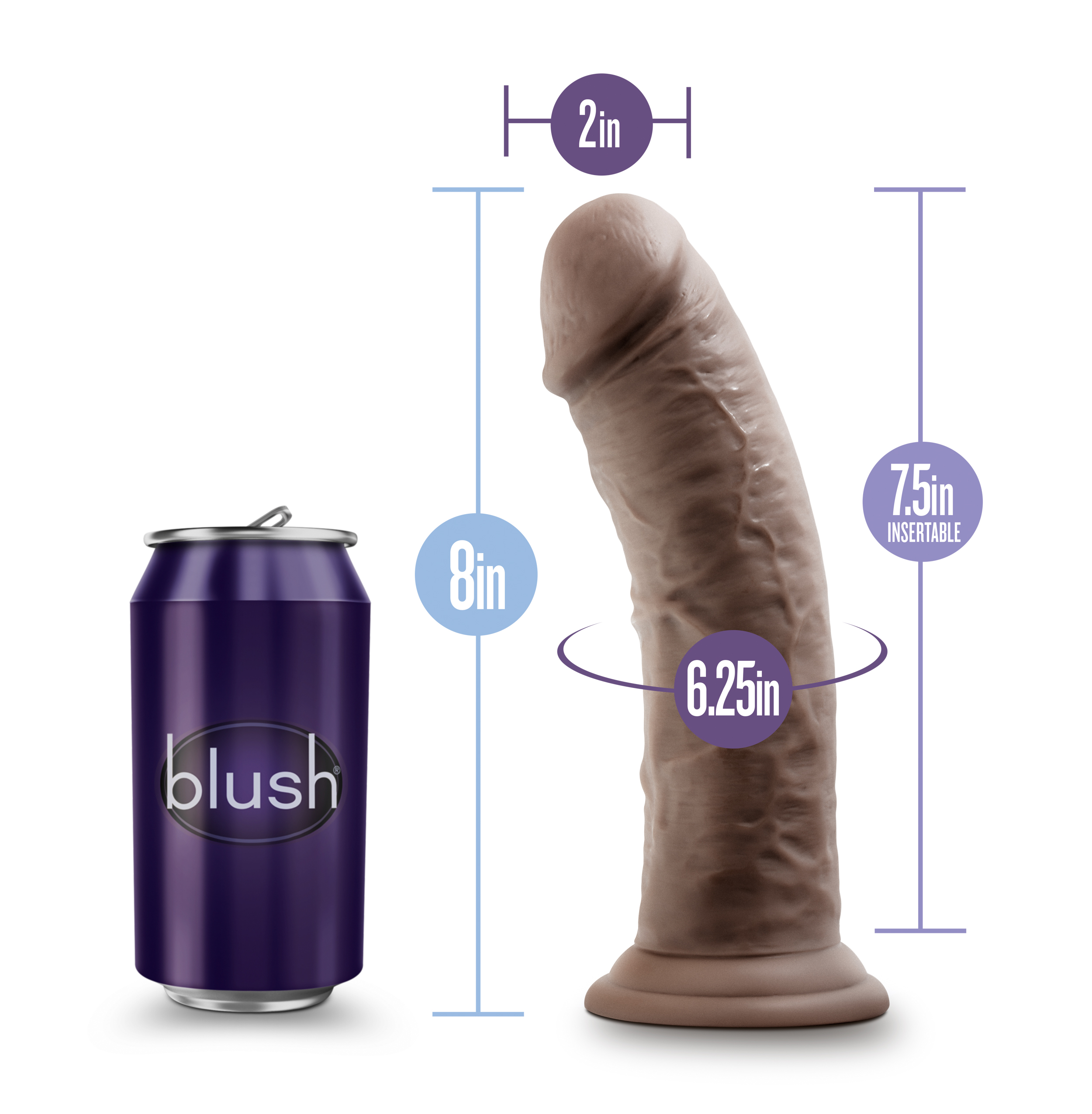 au naturel  inch dildo with suction cup  chocolate 