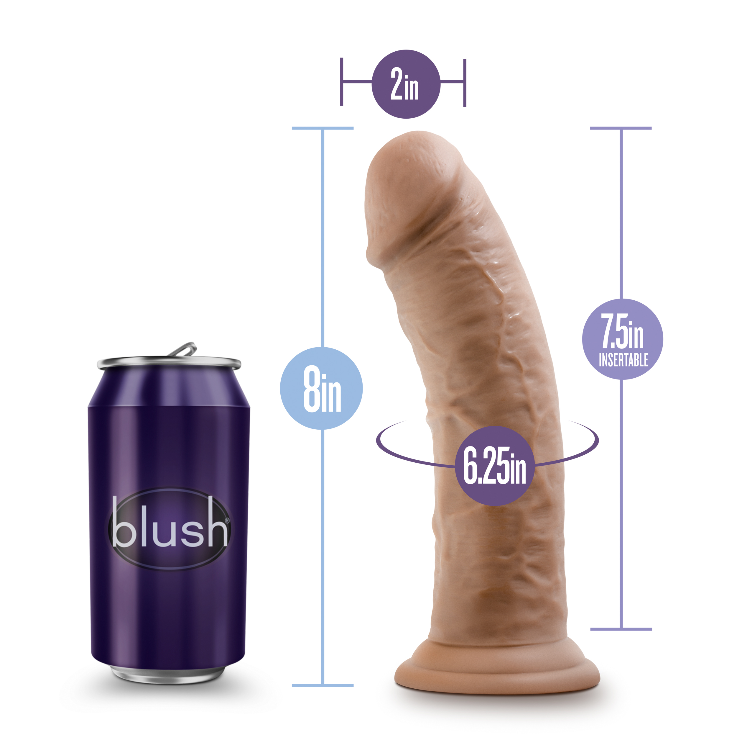 au naturel  inch dildo with suction cup  mocha 