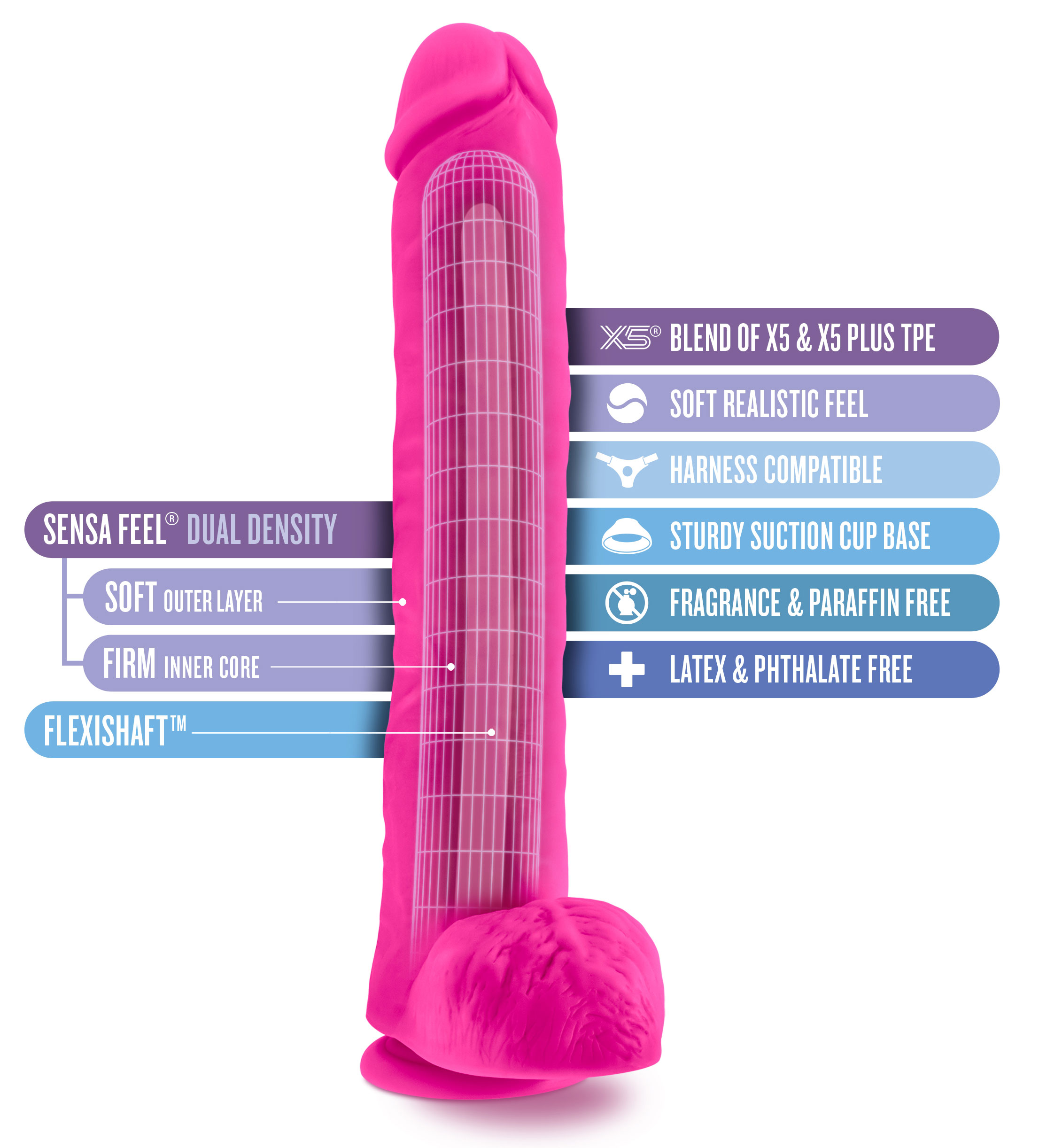 au naturel bold daddy  inch dildo pink 