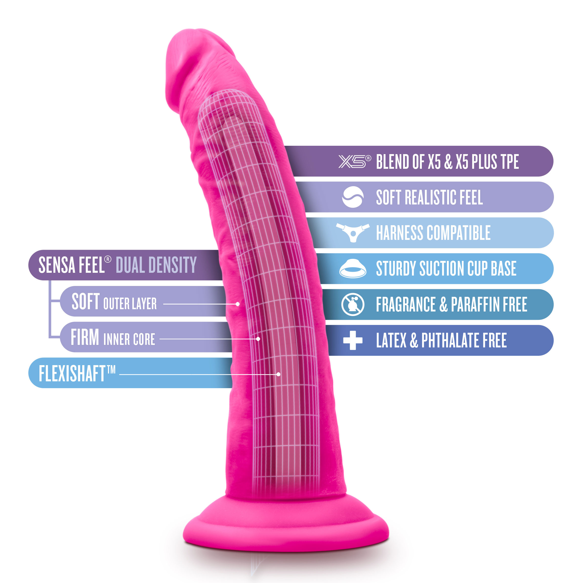 au naturel bold jack  inch dildo pink 