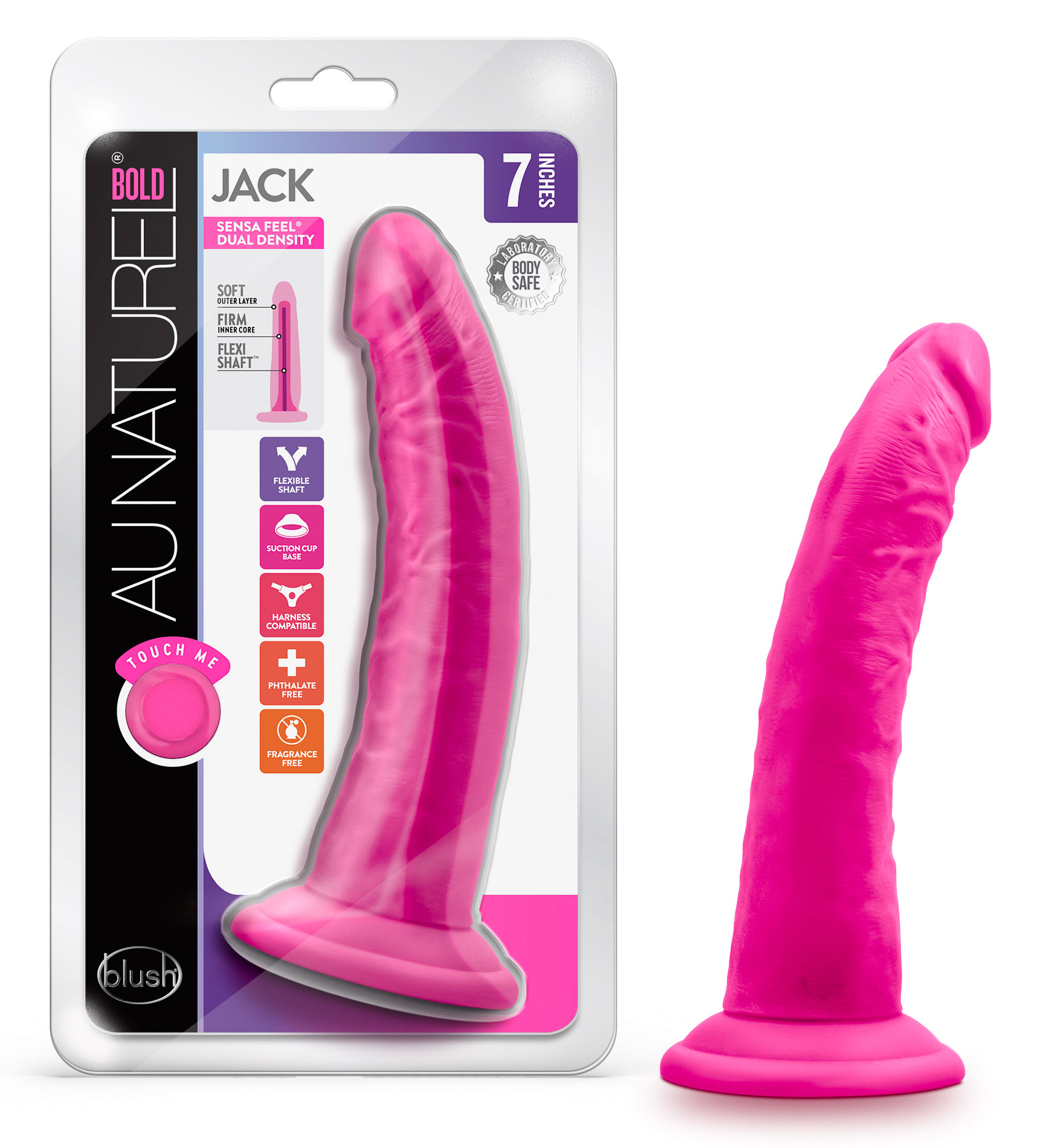 au naturel bold jack  inch dildo pink 