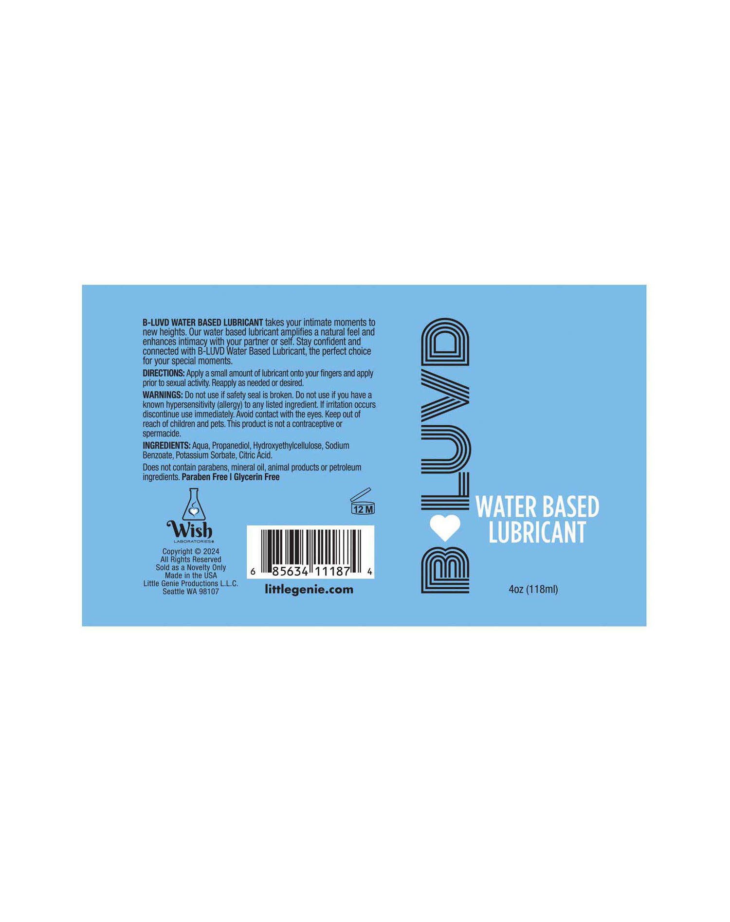 b luvd water based lubricant oz 