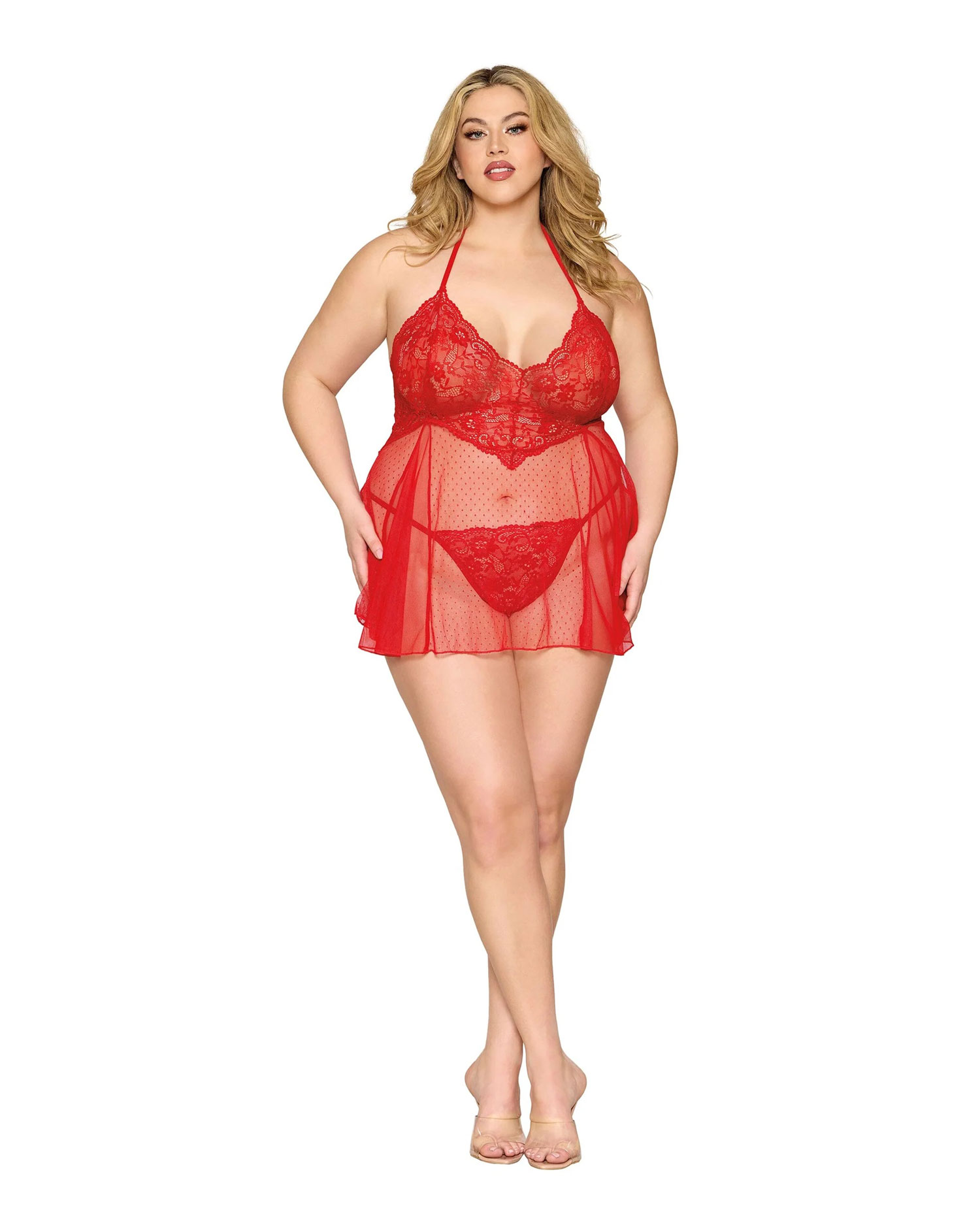 babydoll and g string dmnd one size queen red 