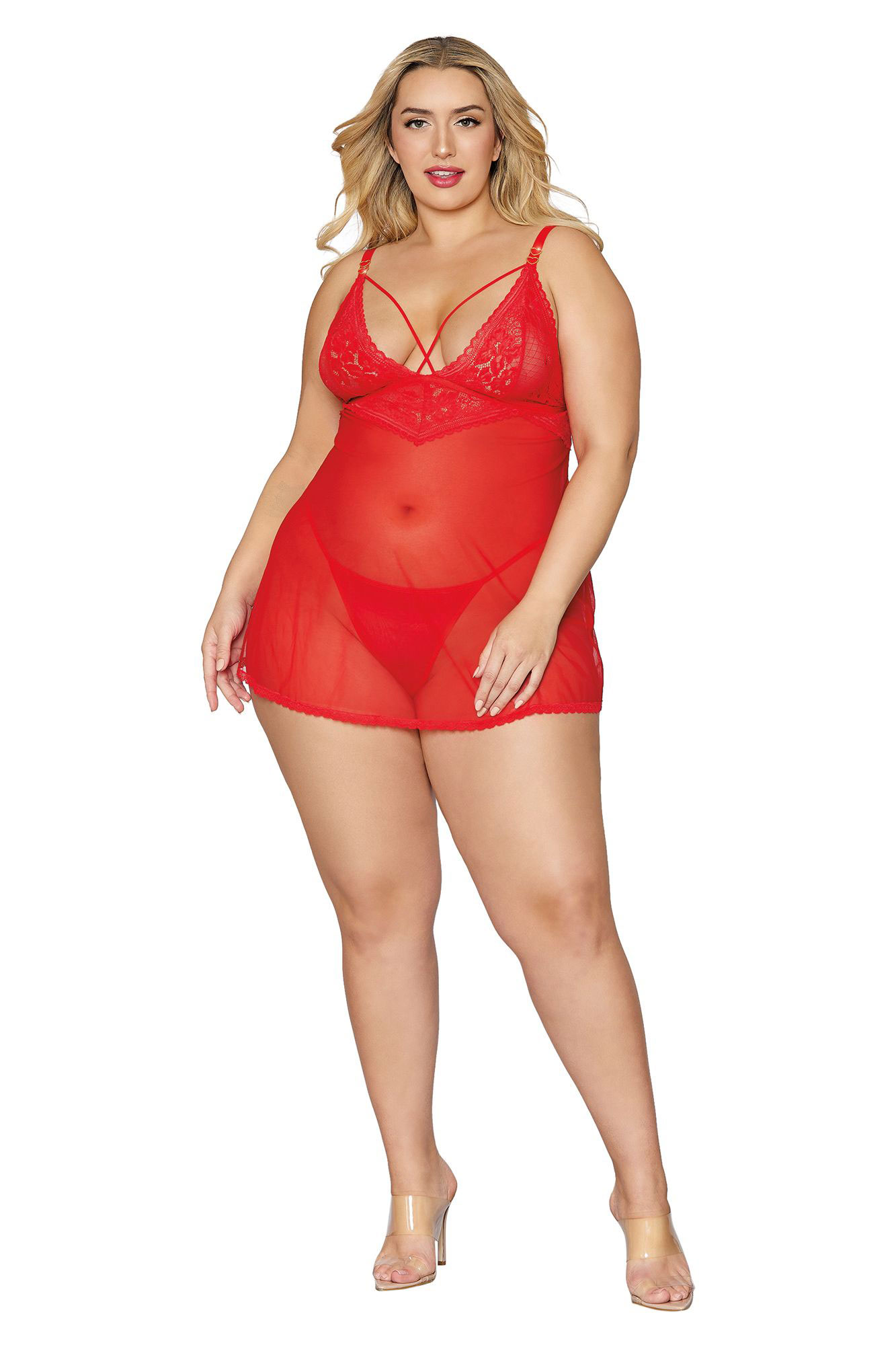 babydoll and g string queen size lipstick red 